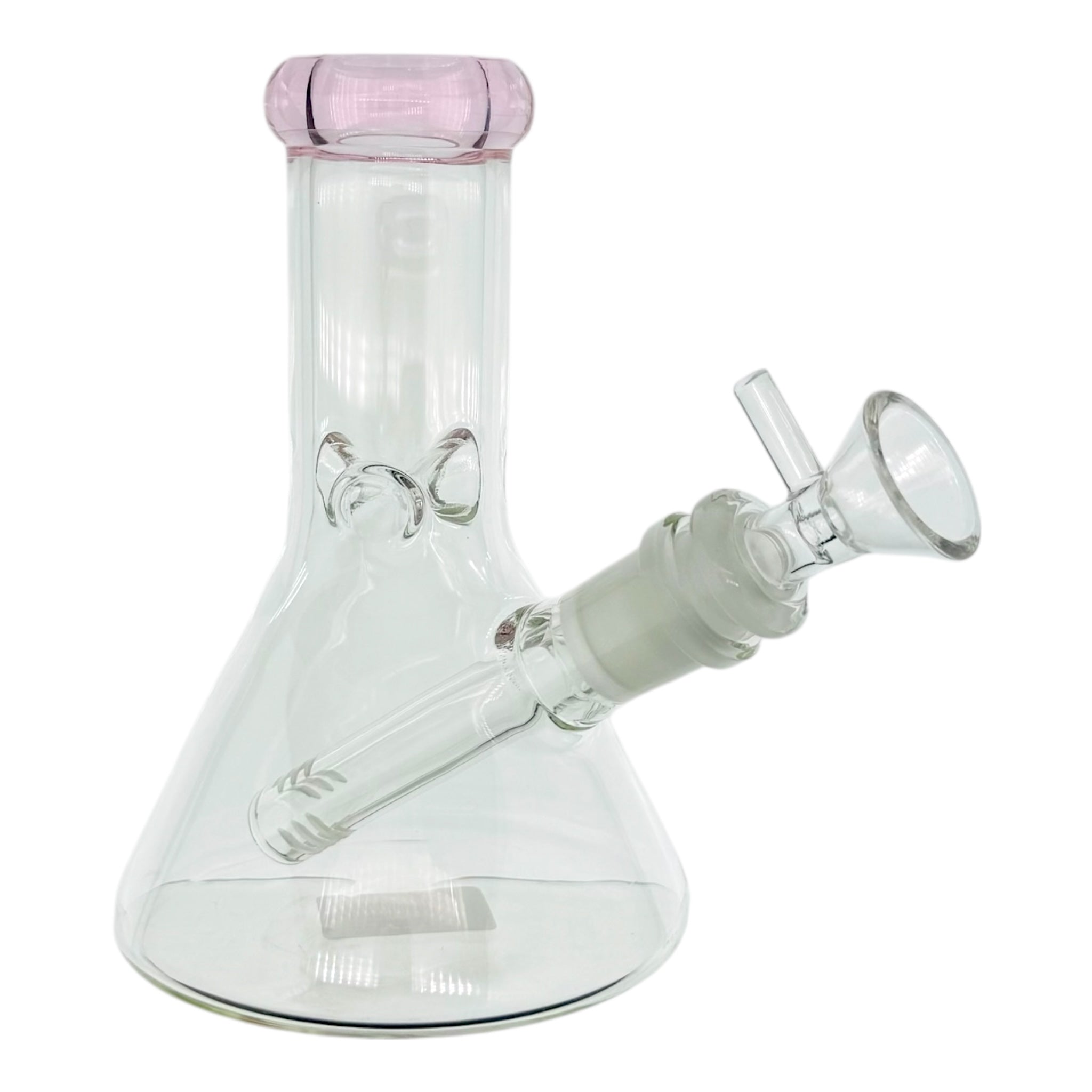 6 Inch tall mini bong with Clear glass Beaker Bong With Pink Color Lip