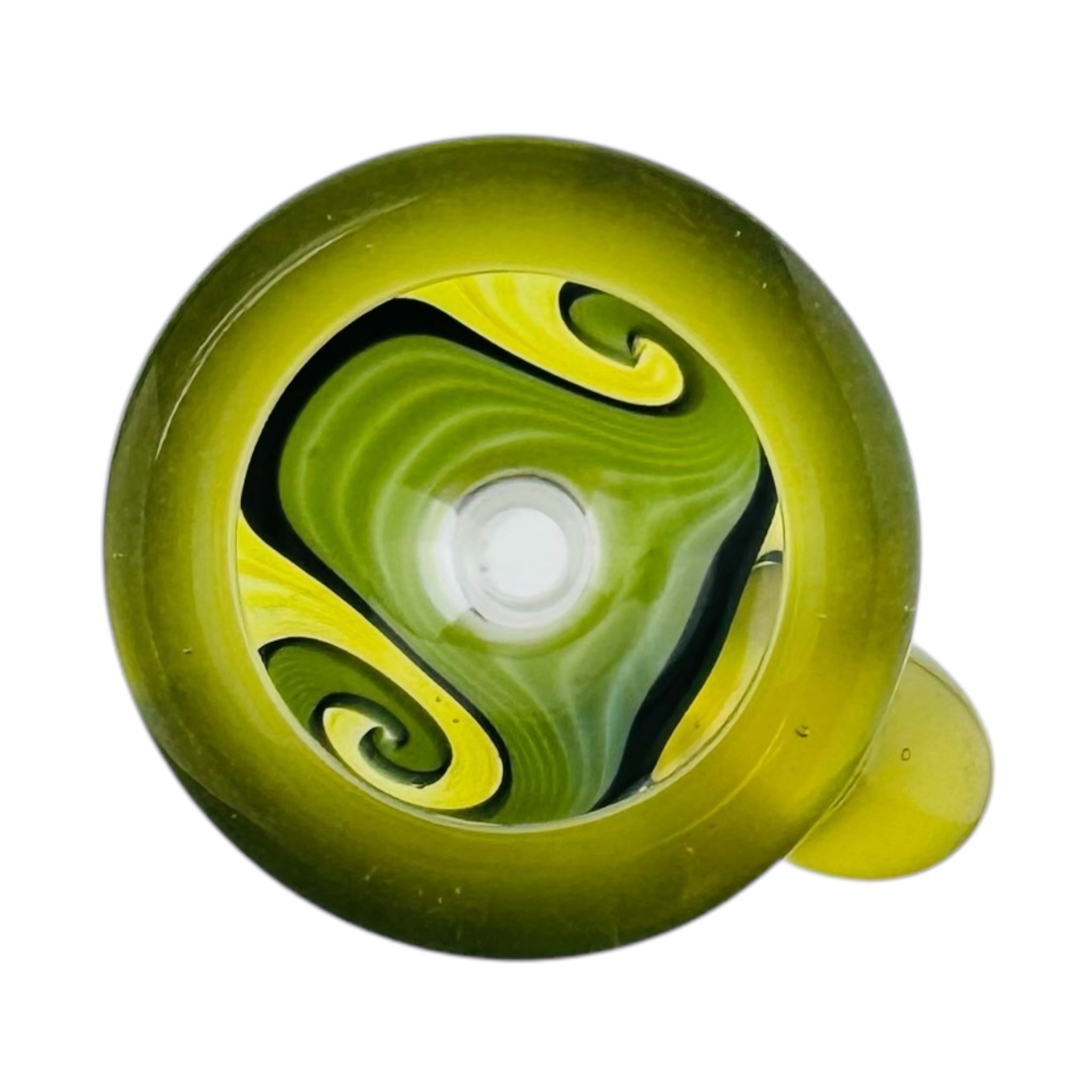 N3RD Glass 10mm Flower Large Bowl Green Twirl