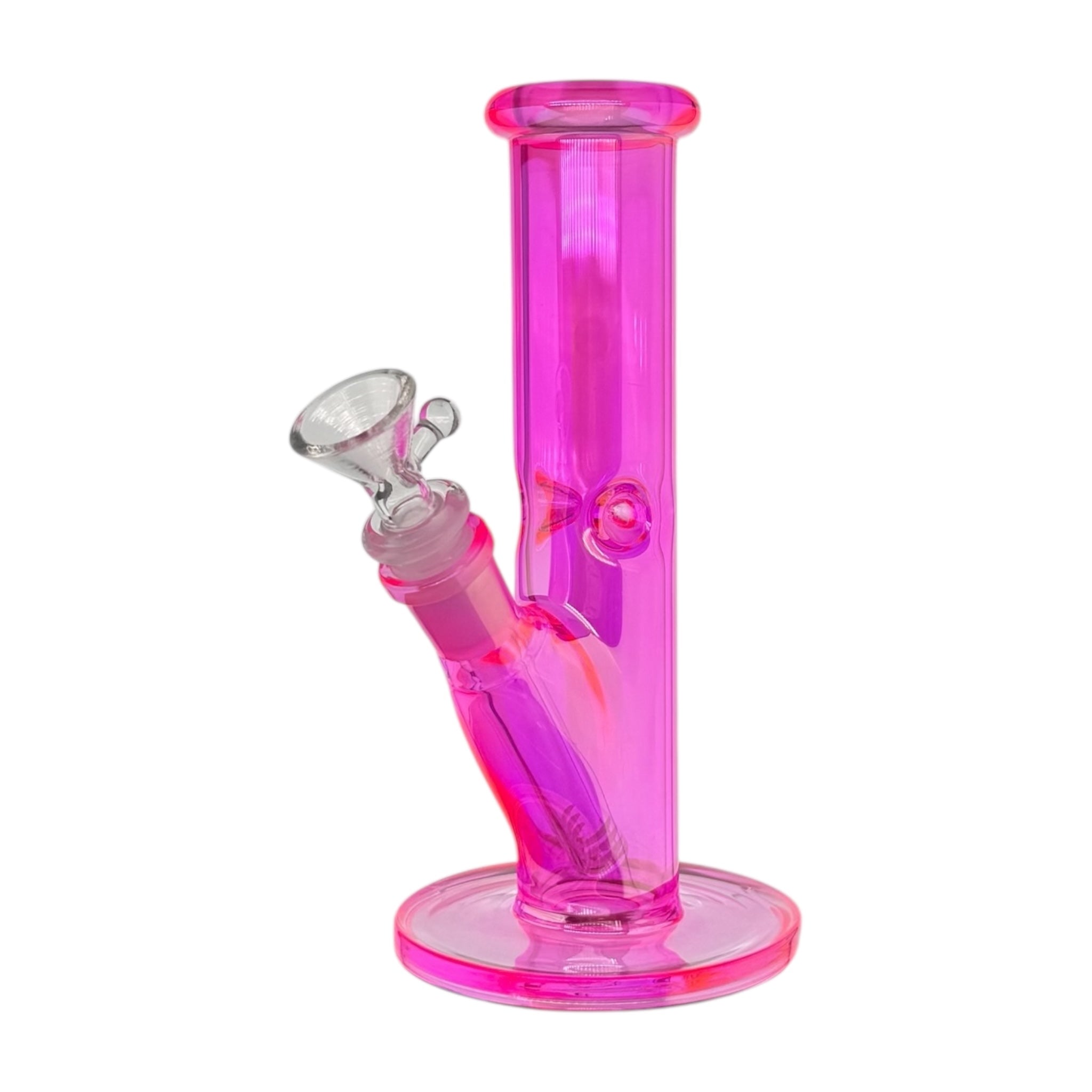 pretty Hot Pink Small Straight Tube Glass Bong 8 Inch