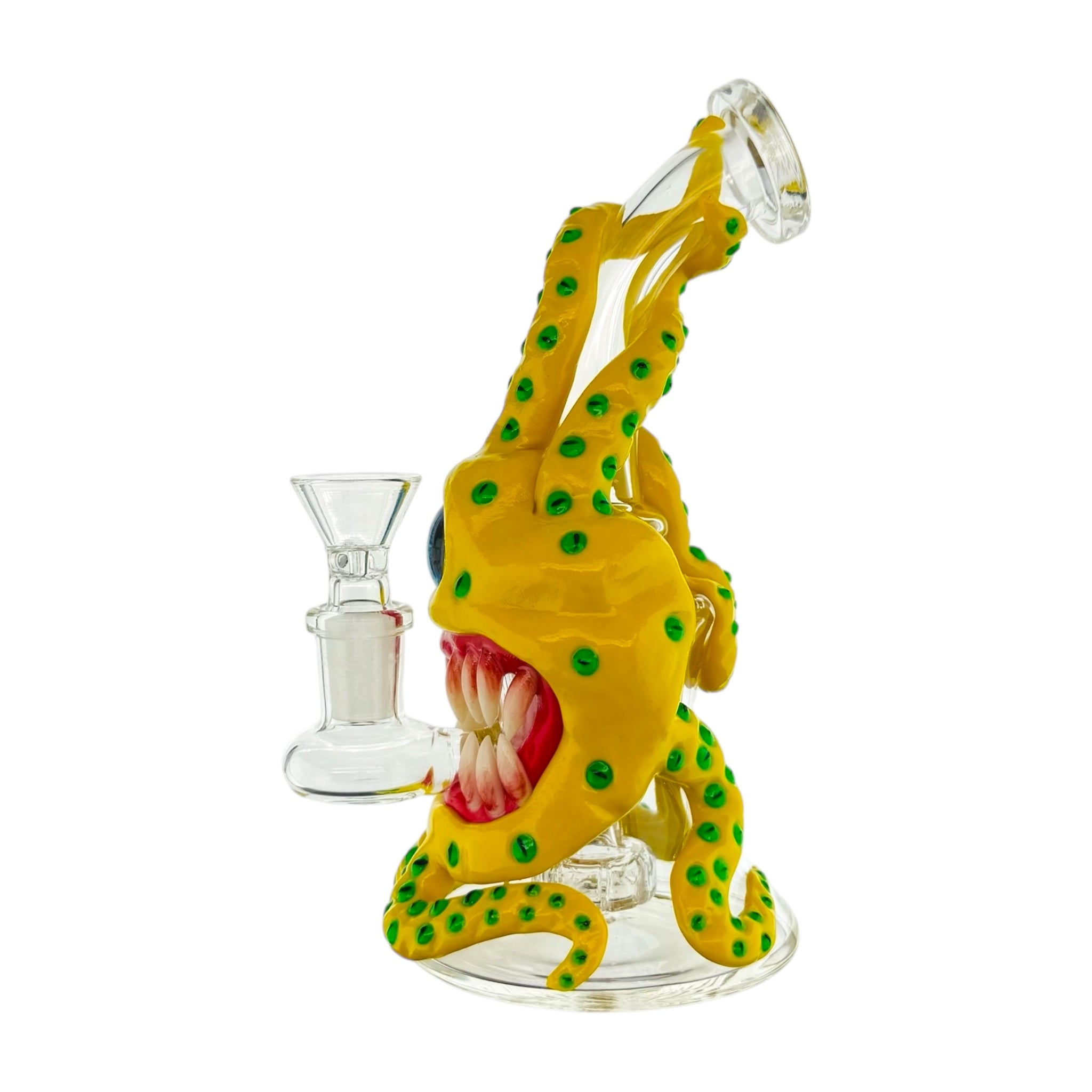 Yellow & Green Cyclops Octopus Monster Bong