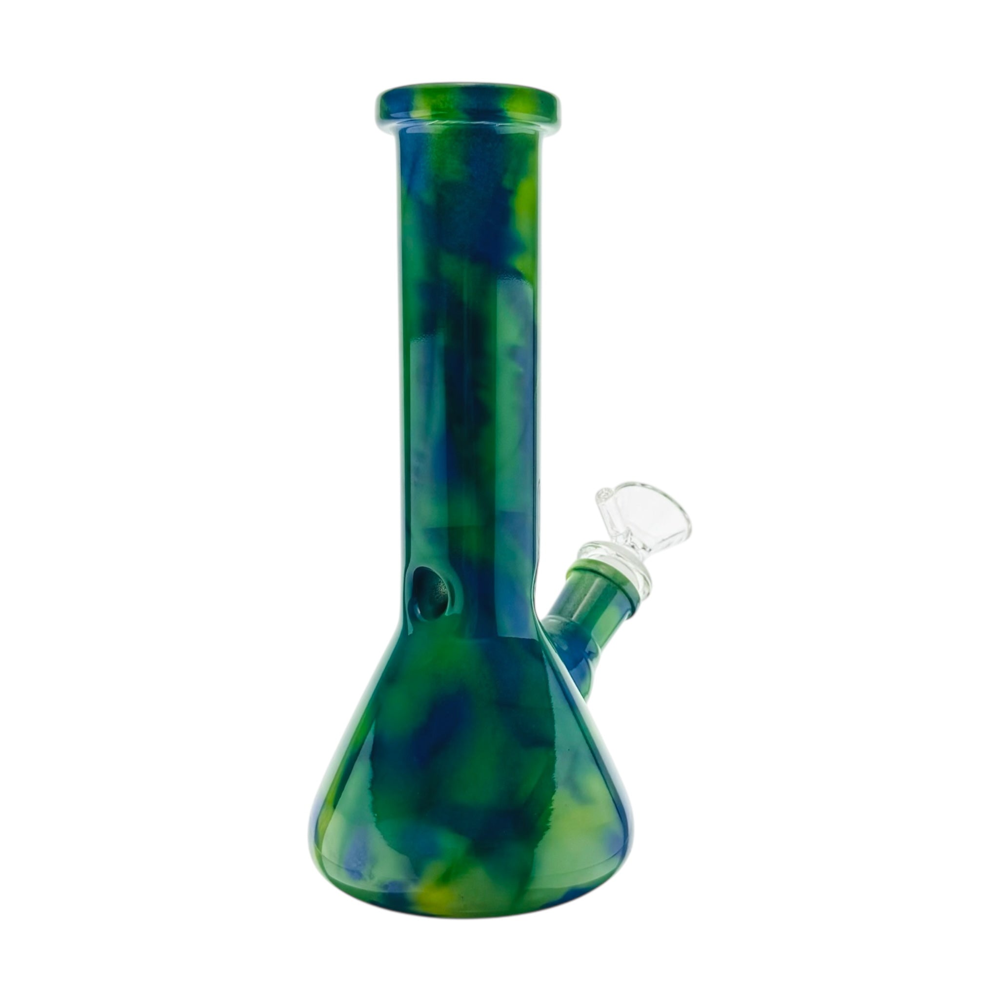 small glass bong mystic marble green 8 inches tall