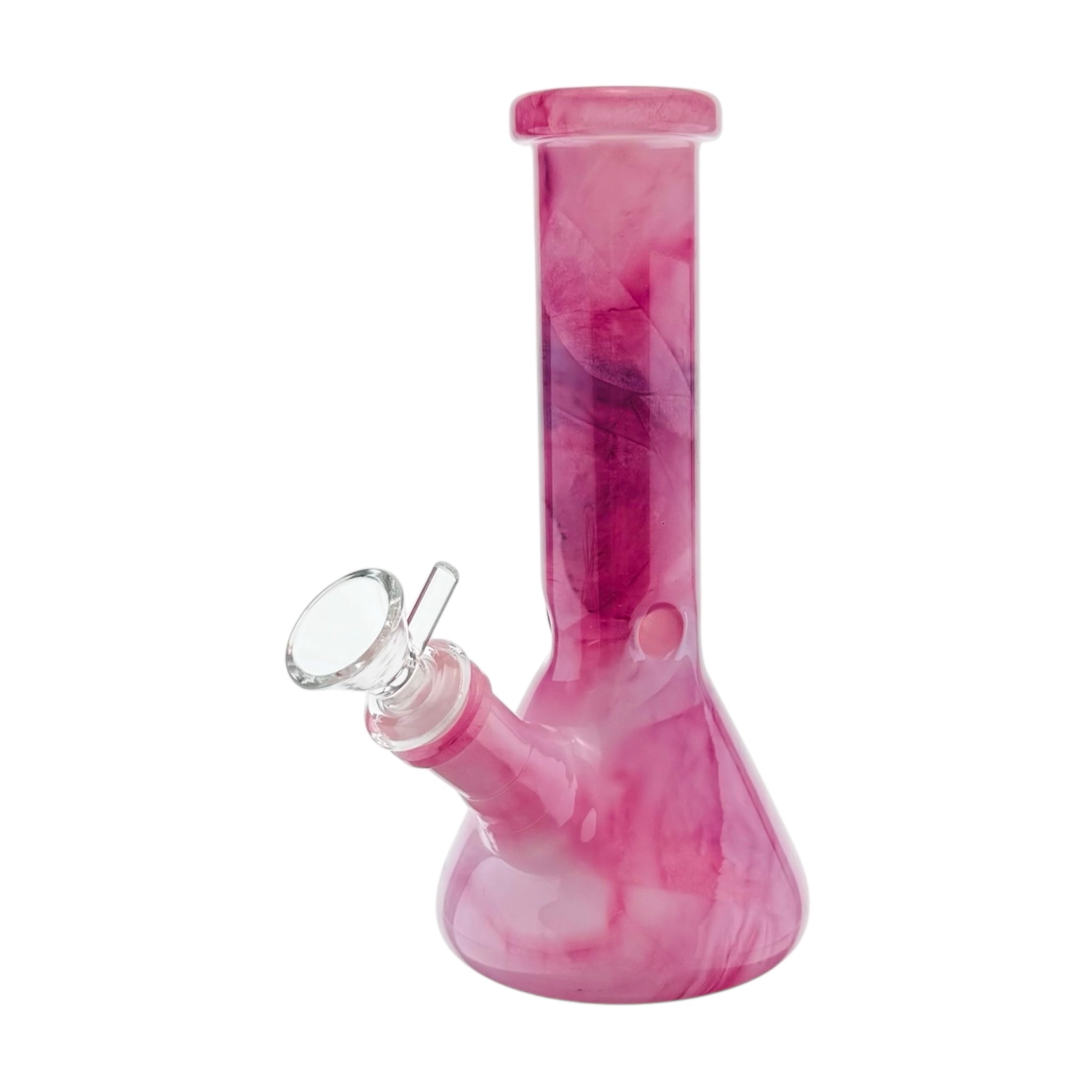 cute pink bong 8 inches tall with marbled design