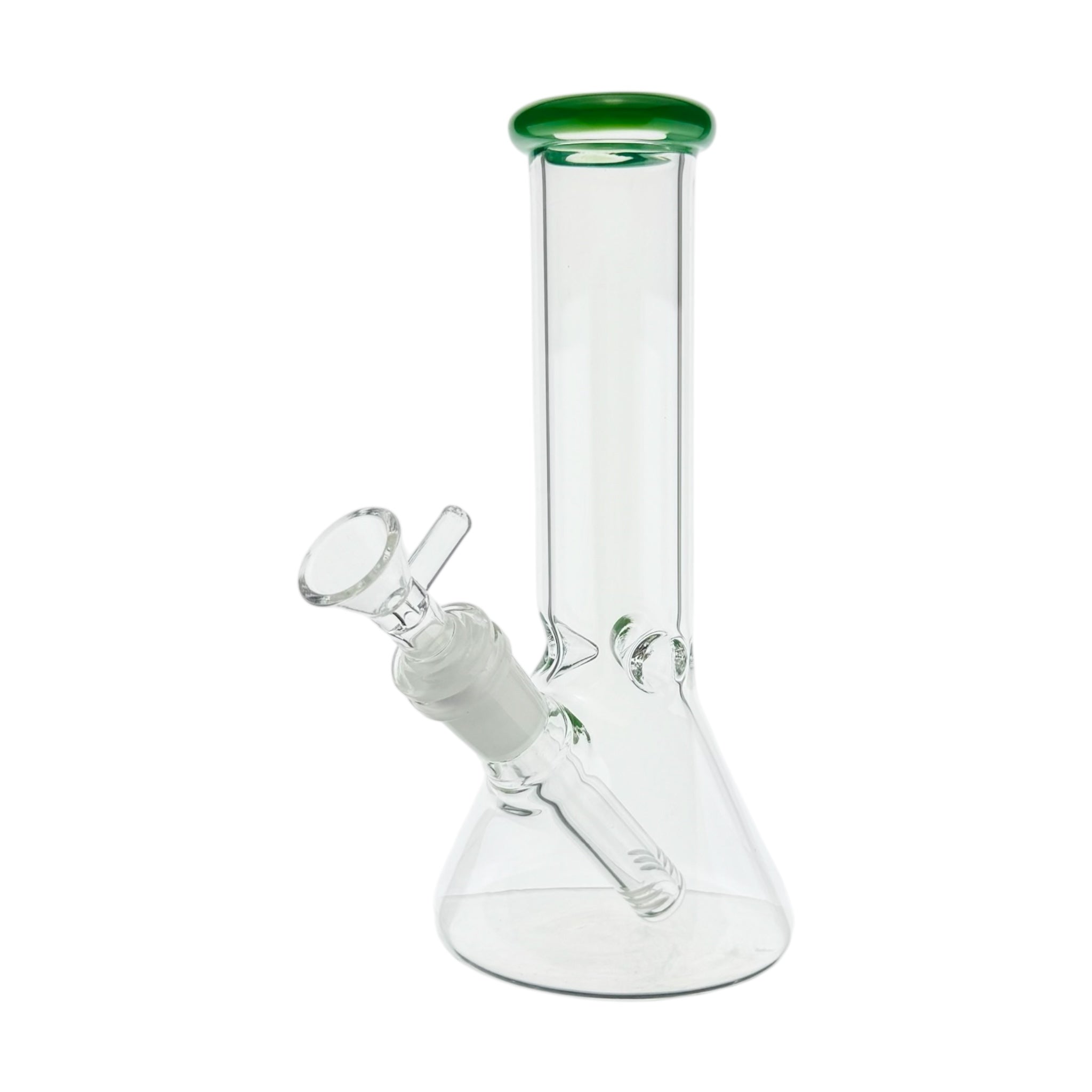 8 Inch Clear Beaker Bong With Jade Green Color Lip