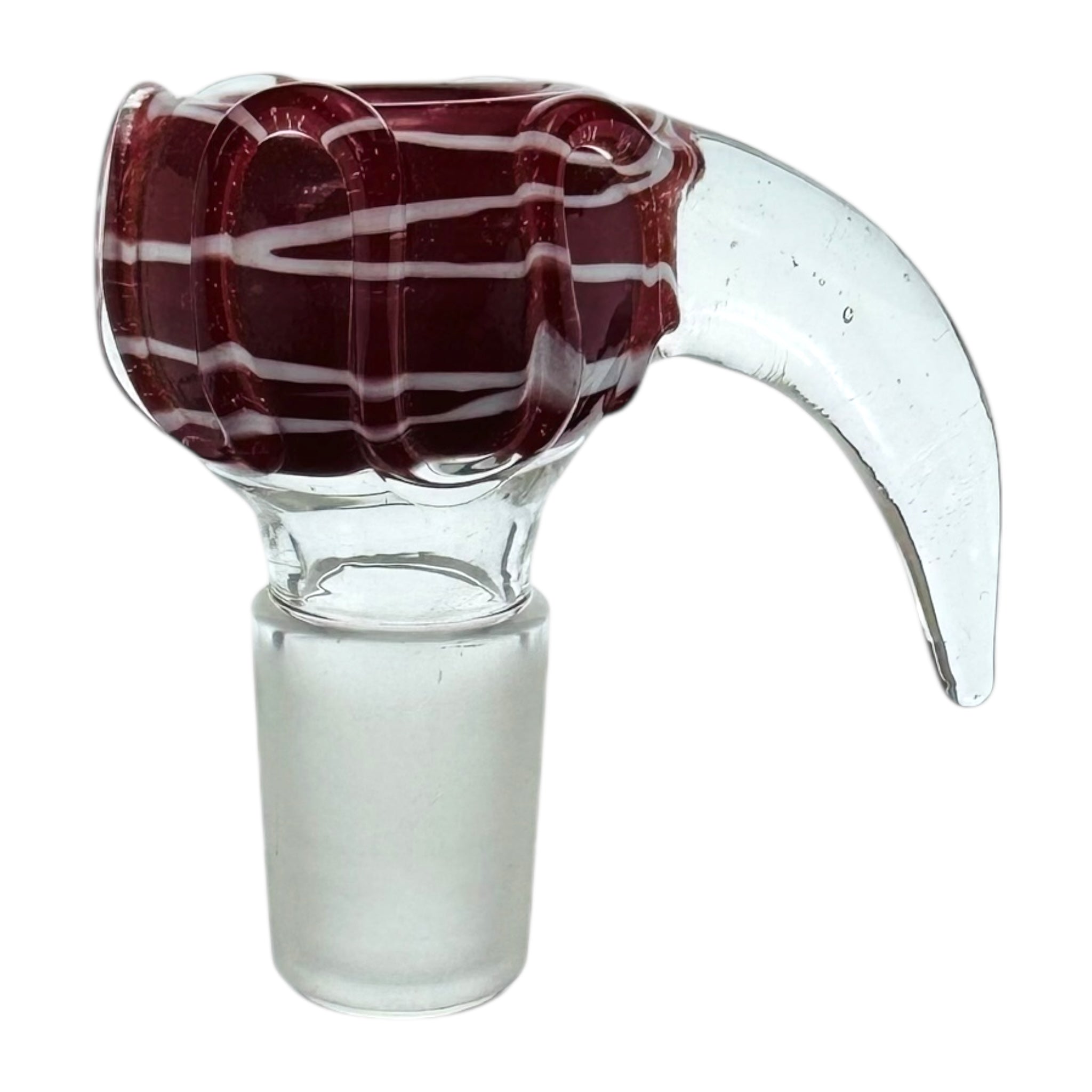 18mm Flower Bowl - Red And White Bubble With Clear Horn Handle Bong Bowl Piece