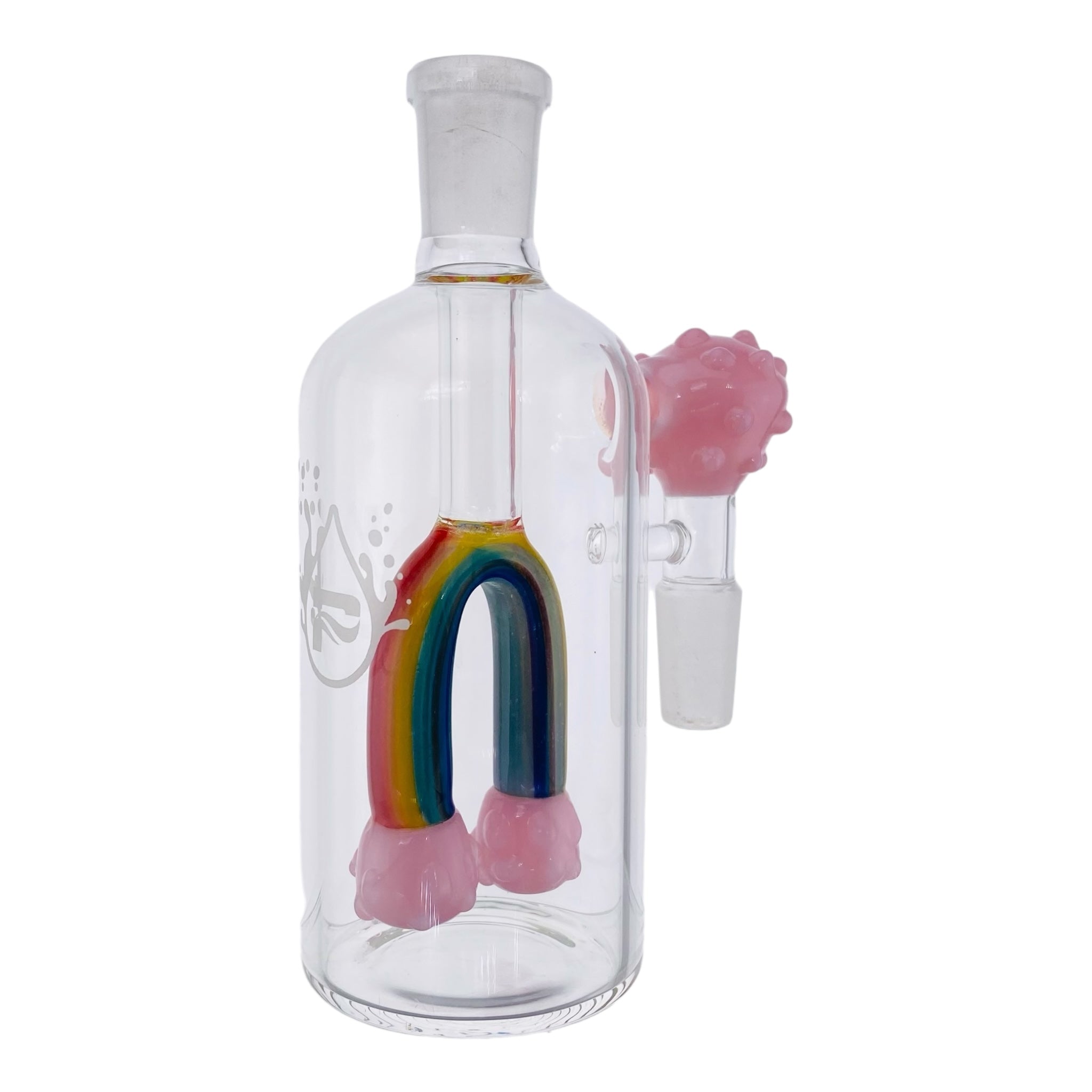Pulsar Glass cute Pink Rainbow Clouds 14mm Ash Cathcer for weed bongs With 45 Degree Joint