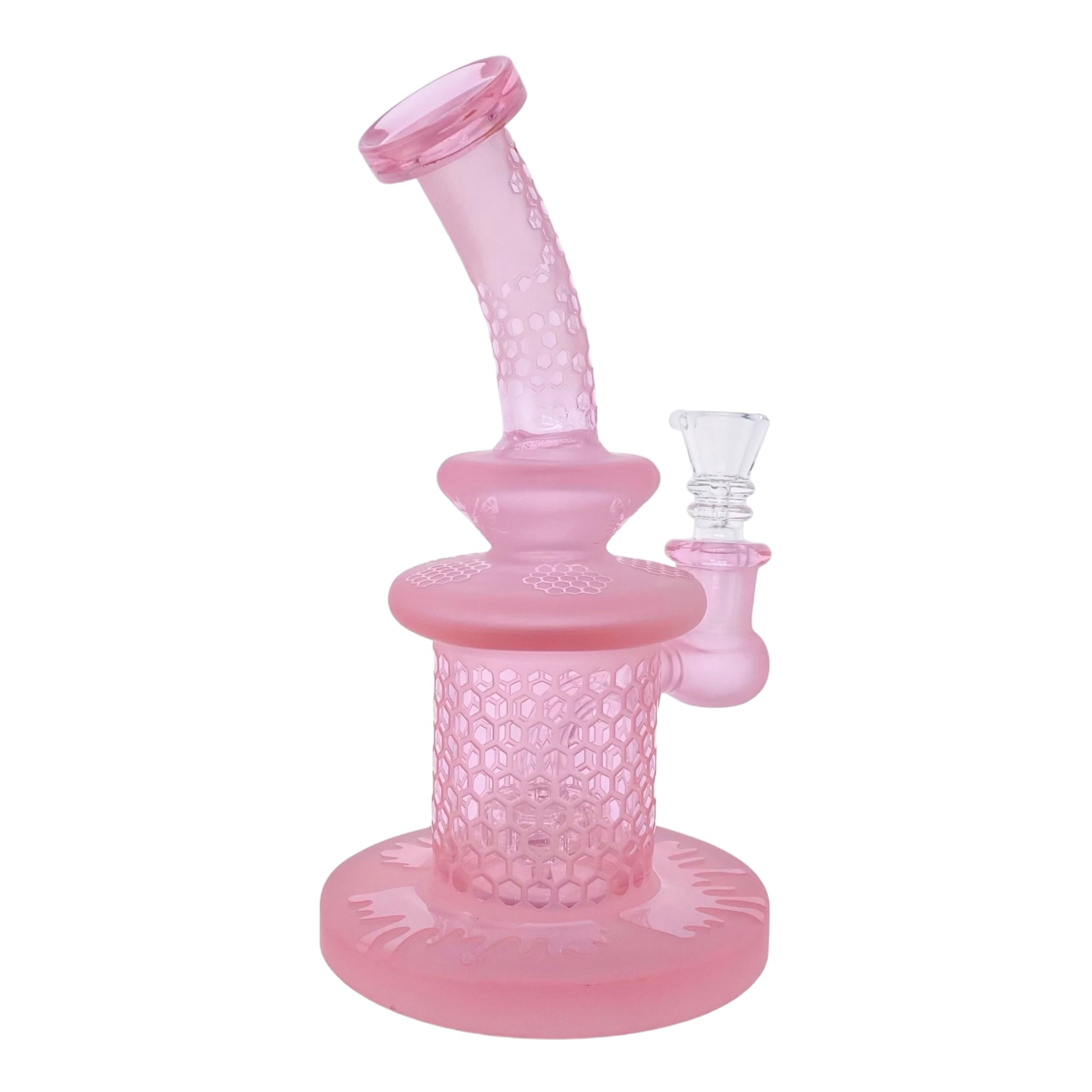 cute and girly Pink Bubbler Bong With Sandblasted Honeycomb for sale