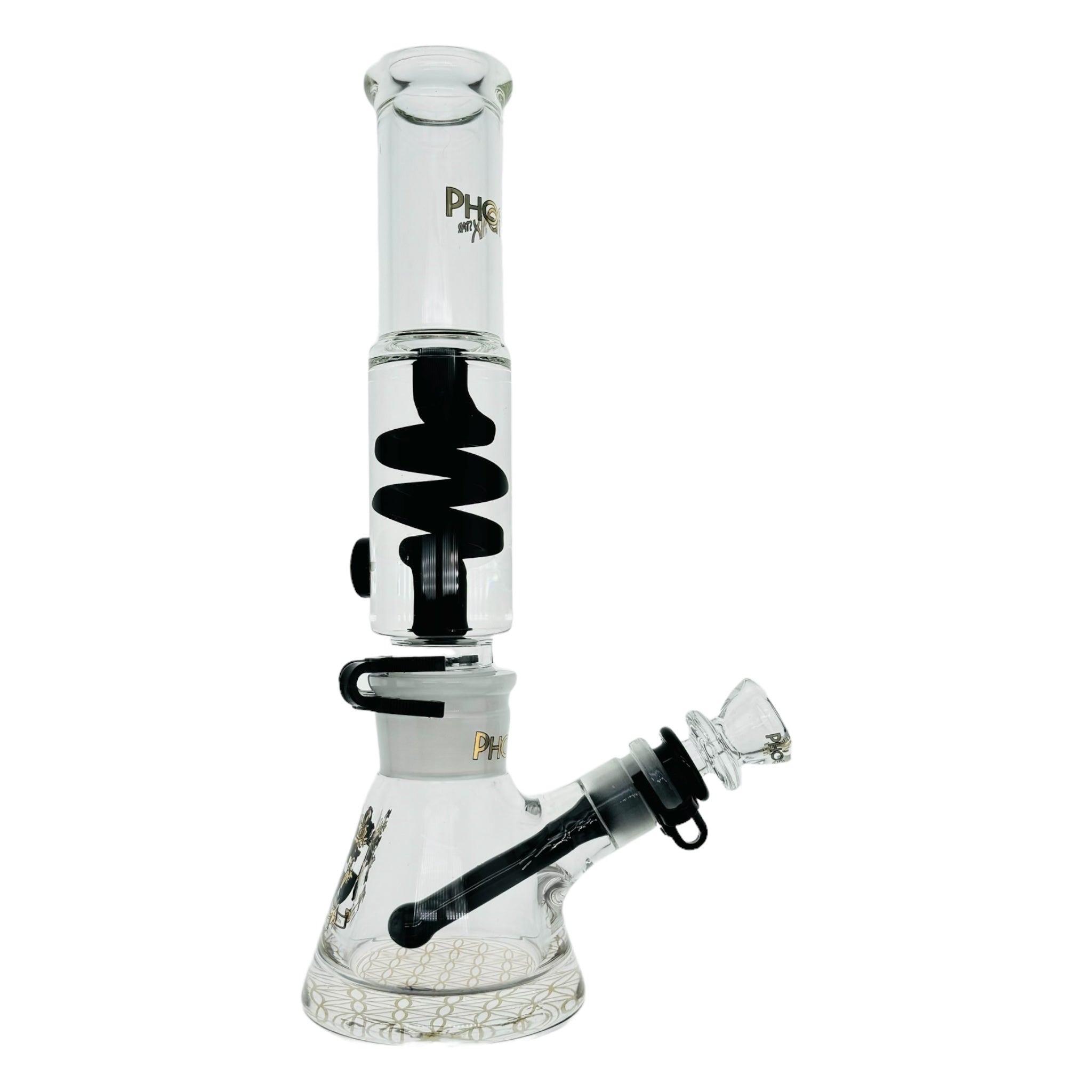 Phoenix Glass Black Beaker Bong With Glycerin Coil