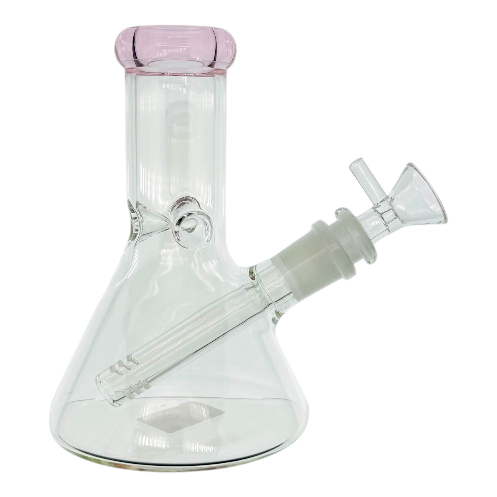 6 Inch tall mini bong with Clear glass Beaker Bong With Pink Color Lip
