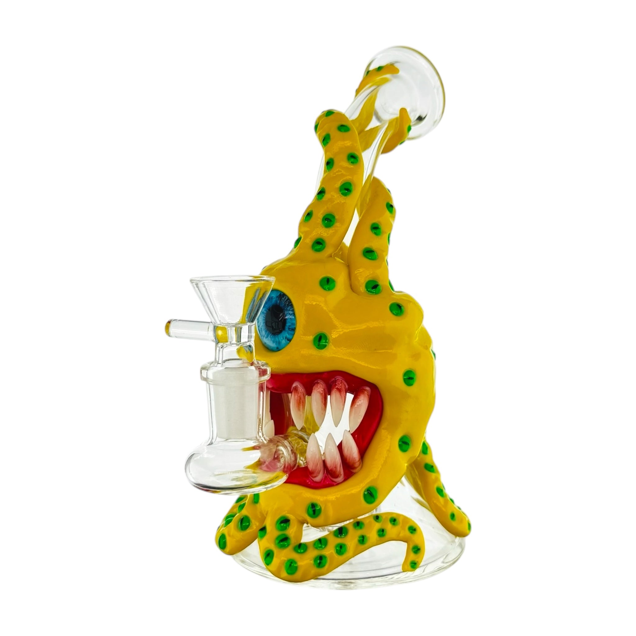 Yellow & Green Cyclops Octopus Monster Bong