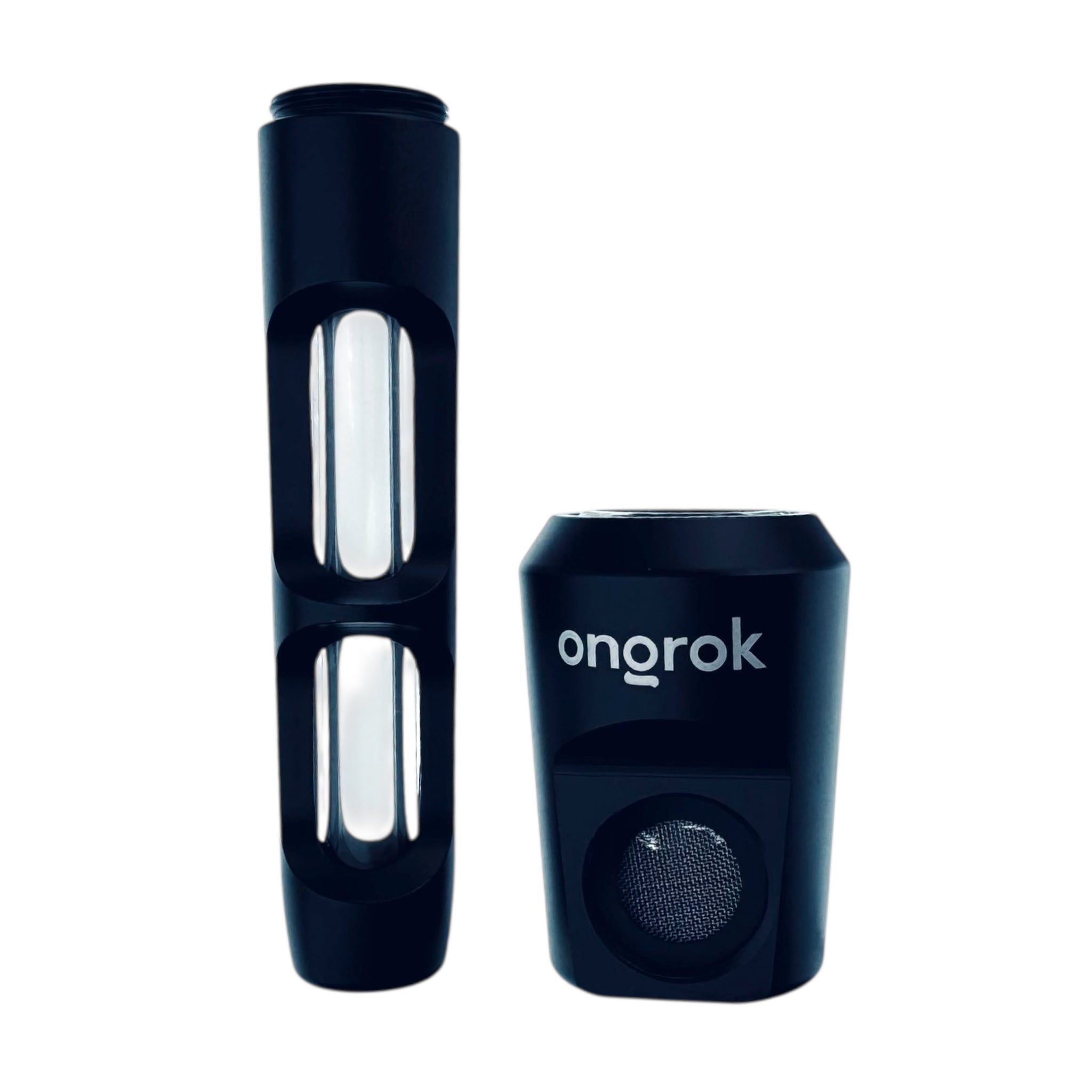 Black smoking device with 'ongrok' branding on a white background