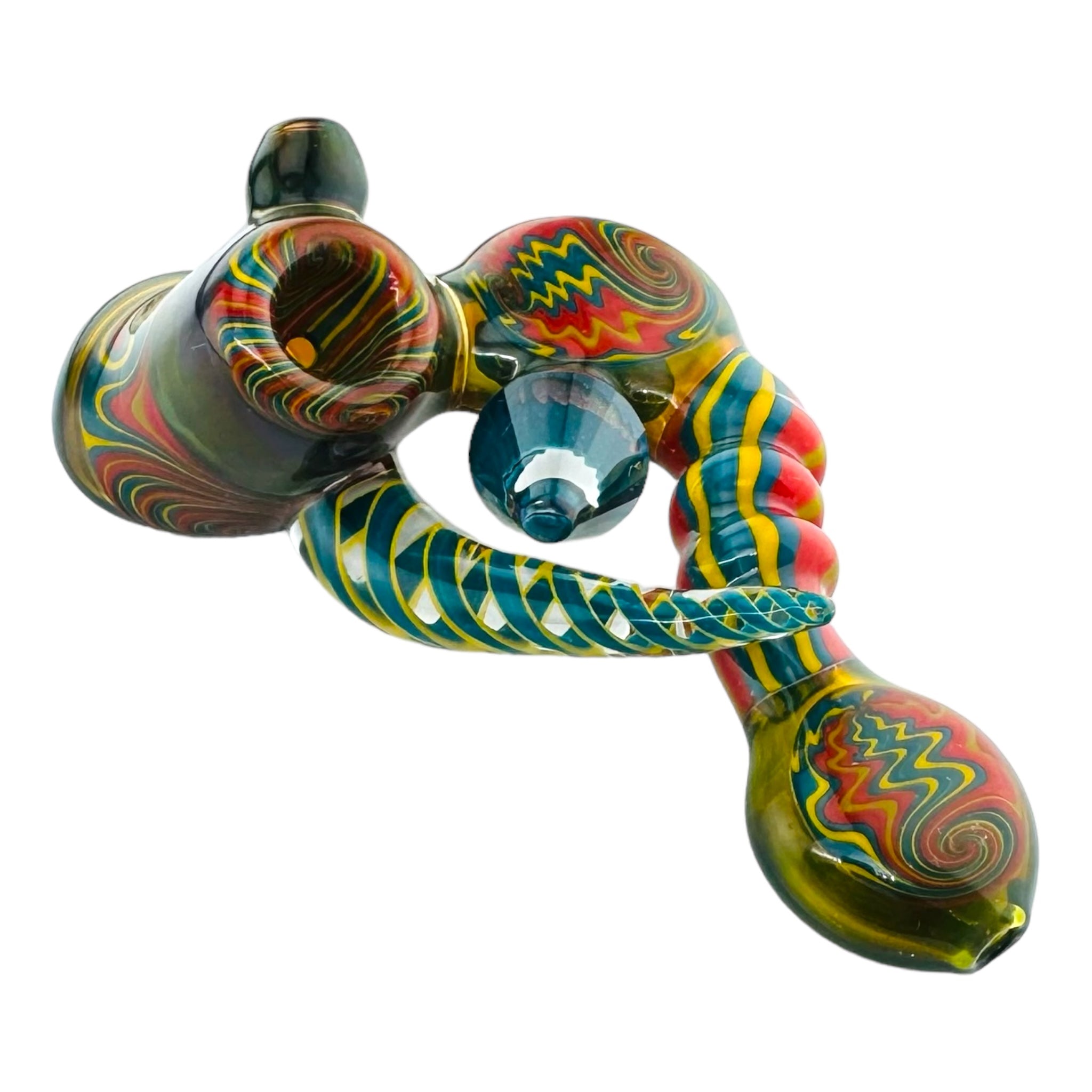 Drew Glass Heady Glass Laydown Wig Wag Linework Hand Pipe for sale