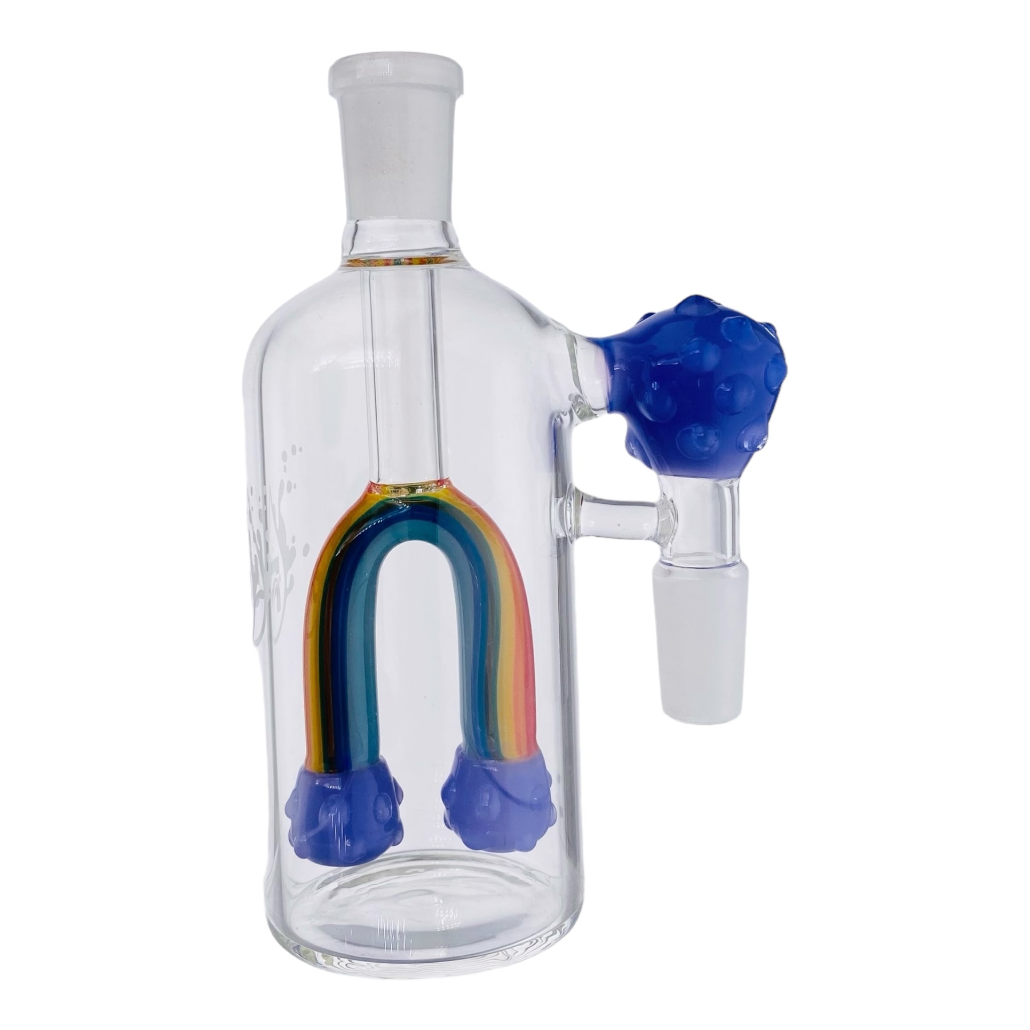 Pulsar Glass cute Purple Rainbow Clouds 14mm Ash Cathcer for weed bongs With 45 Degree Joint