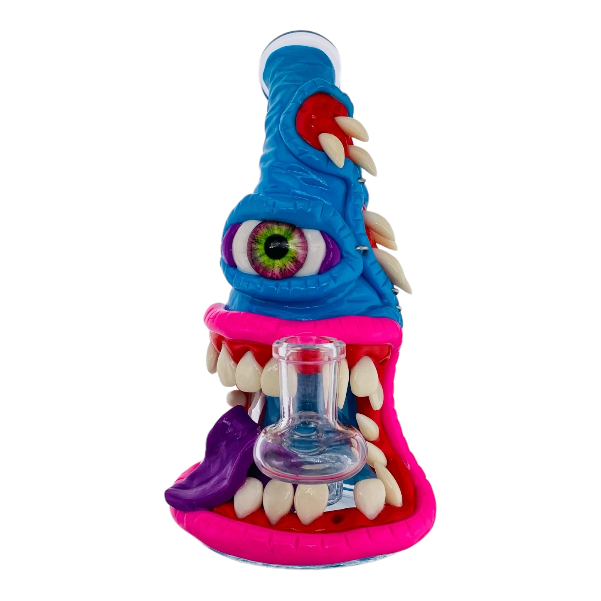 cute mini Blue and Pink Cyclops Monster Bong