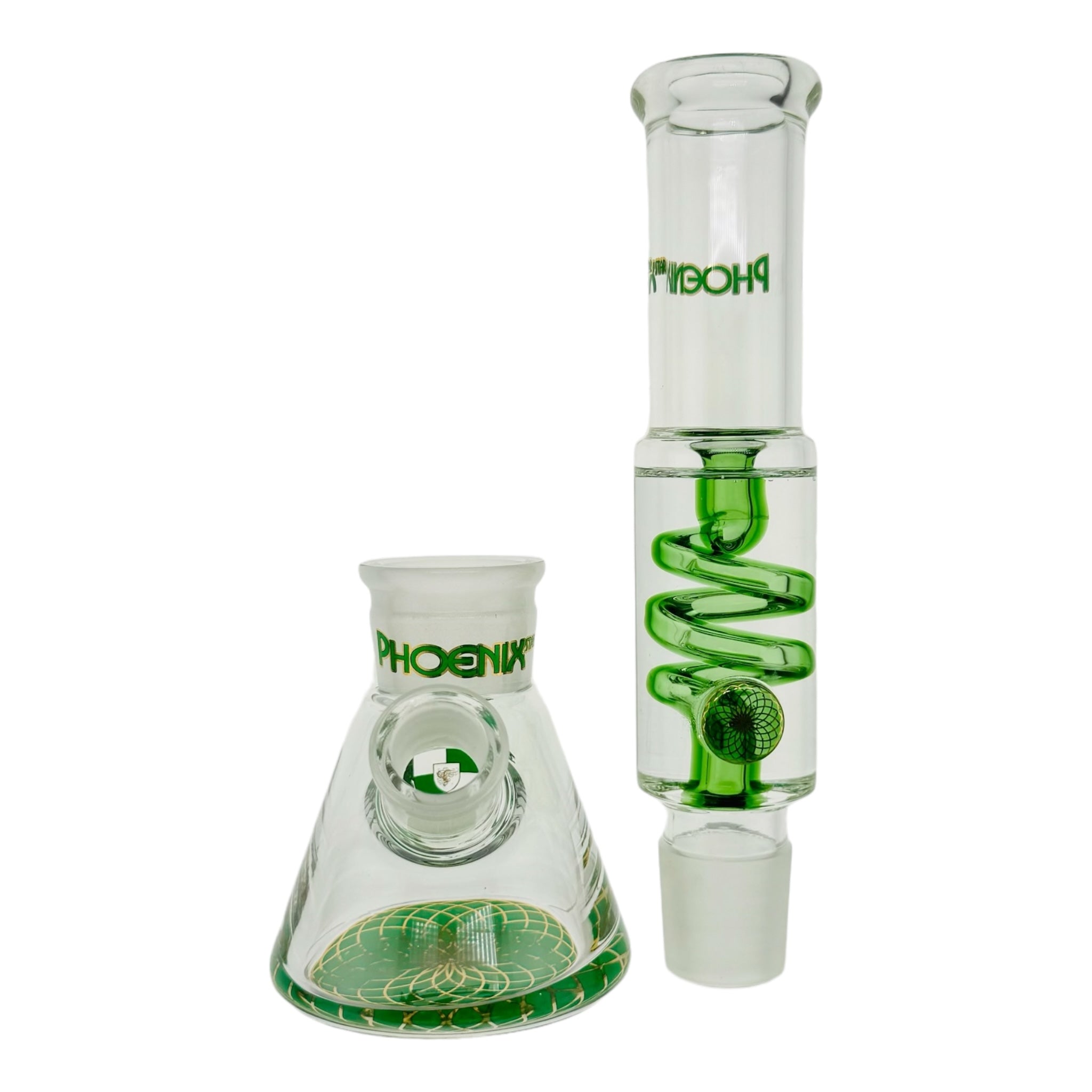 Phoenix Glass Green Bong With Glycerin Coil