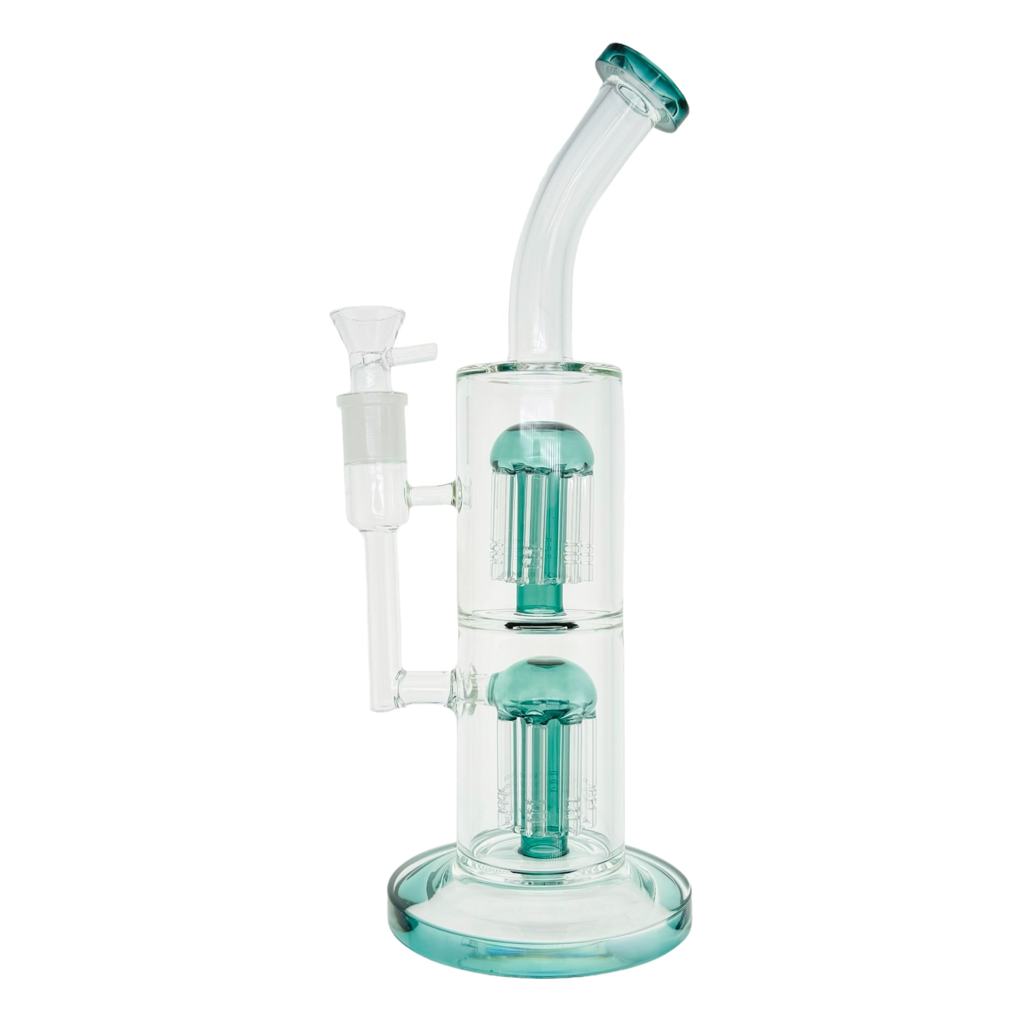 13 Inch Lake Green Inline Bong With Double Tree Percs