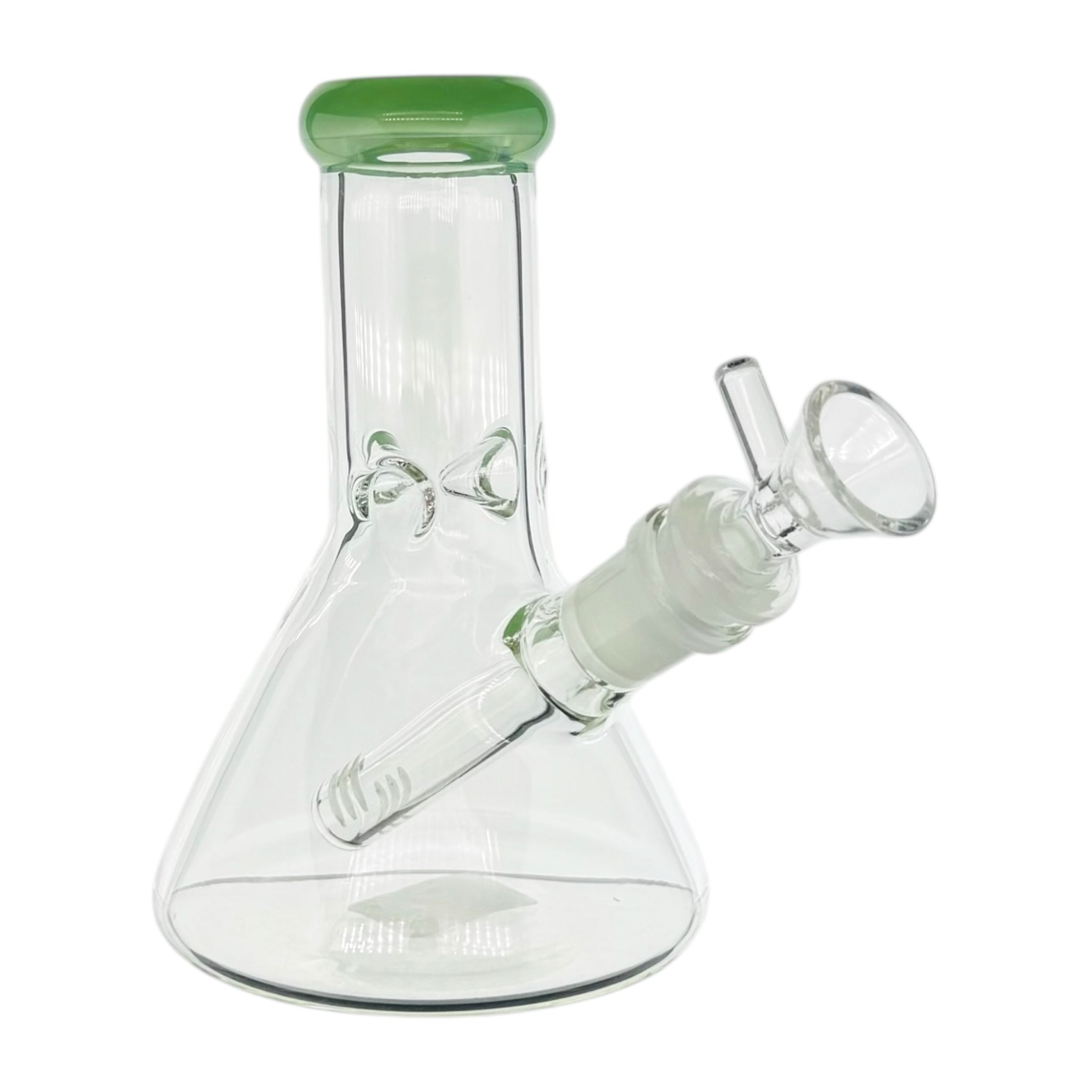 6 Inch Clear Beaker Bong With Sea Foam Green Color Lip