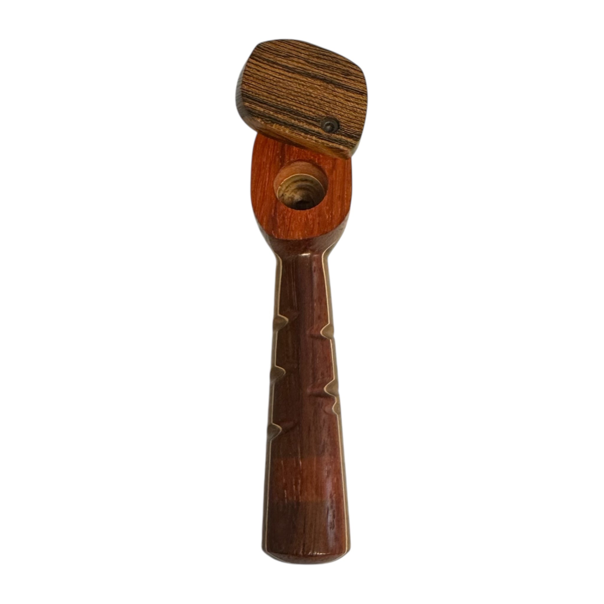 Wood Hand Pipe - 4.75 Inch Long Stem Wood Pipe With Swivel Lid