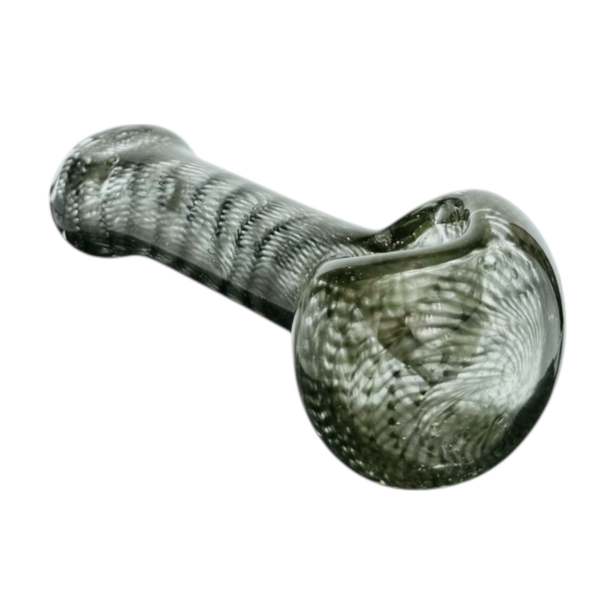 Glass pipe with textured surface on a white background