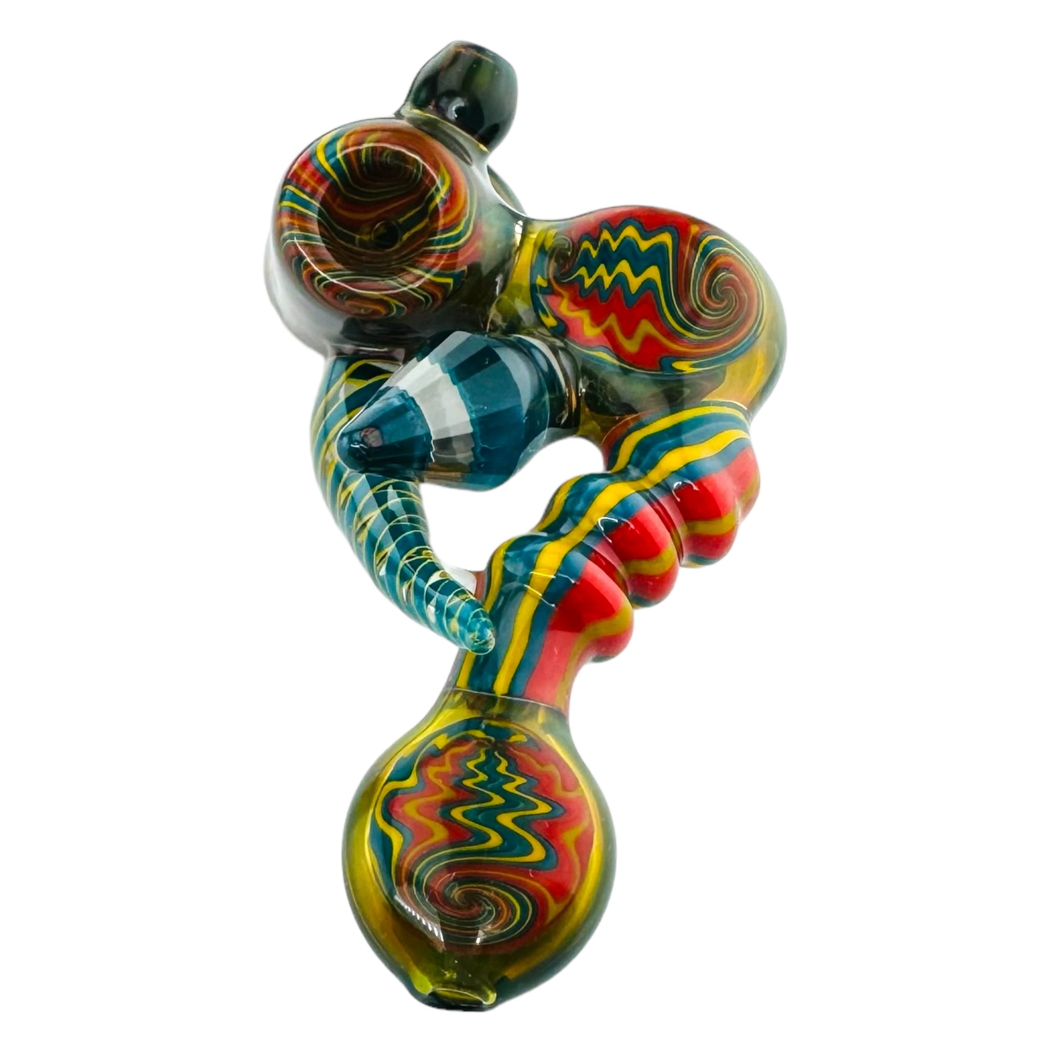 Drew Glass Heady Glass Laydown Wig Wag Linework Hand Pipe for sale