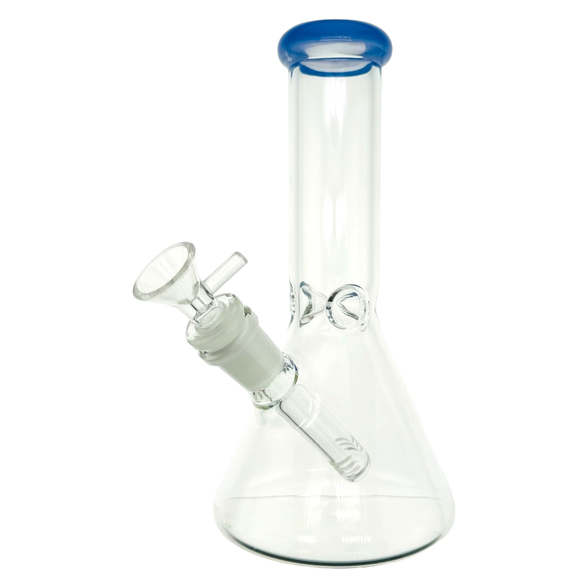 cute and girly small clear bong with periwinkle color top with bowl piece for sale