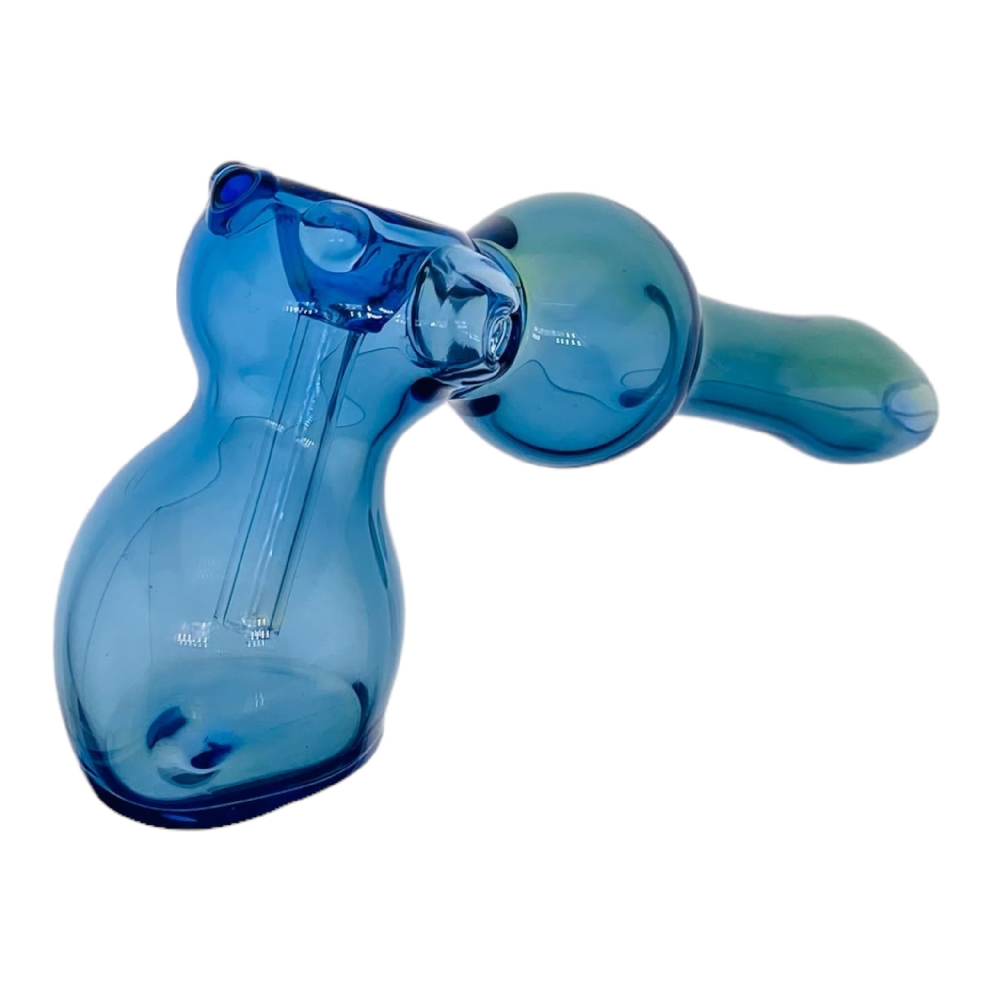 Cobalt Blue Laydown Glass Bubbler Water Pipe for weed for sale