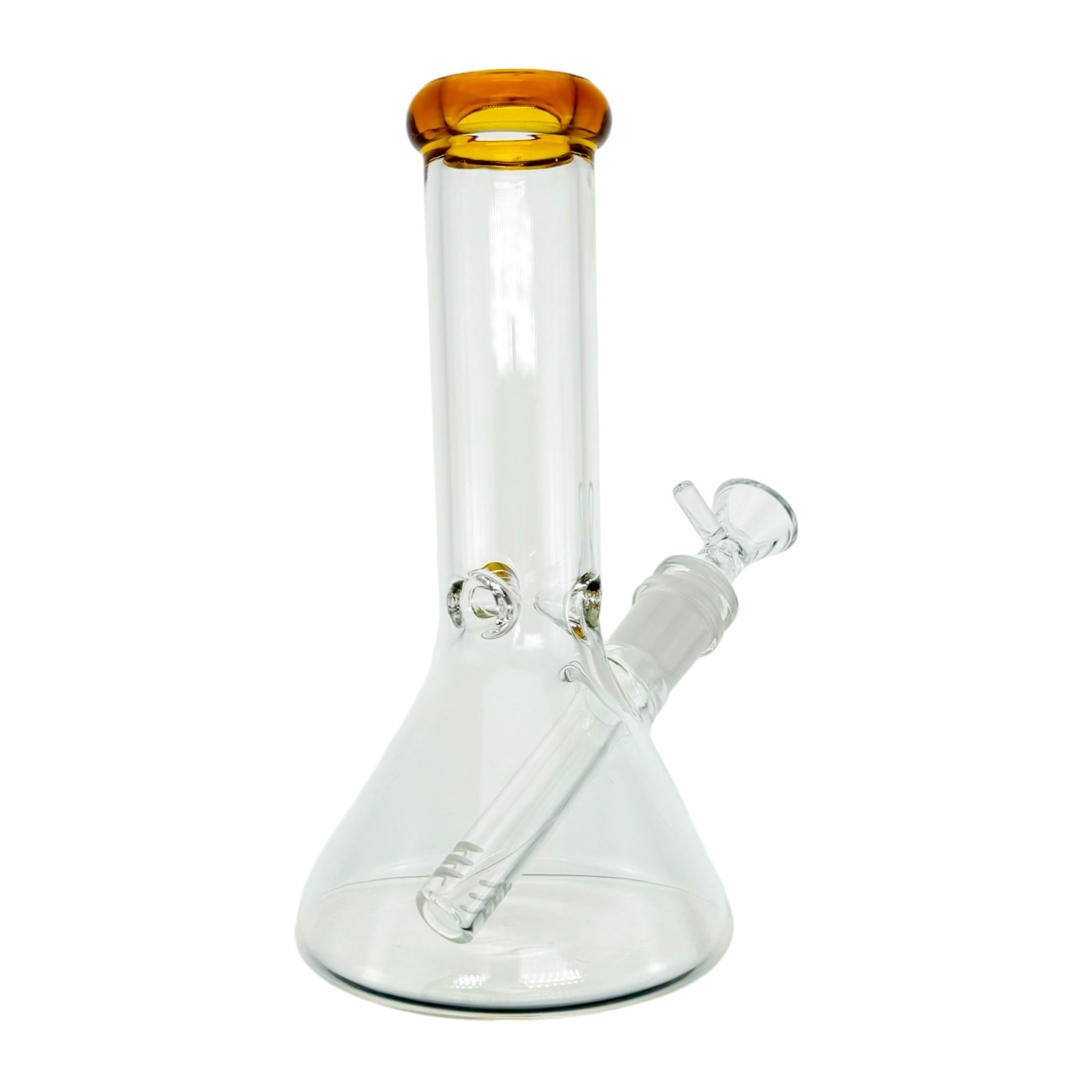 8 Inch Clear Beaker Bong With Amber Brown Color Lip