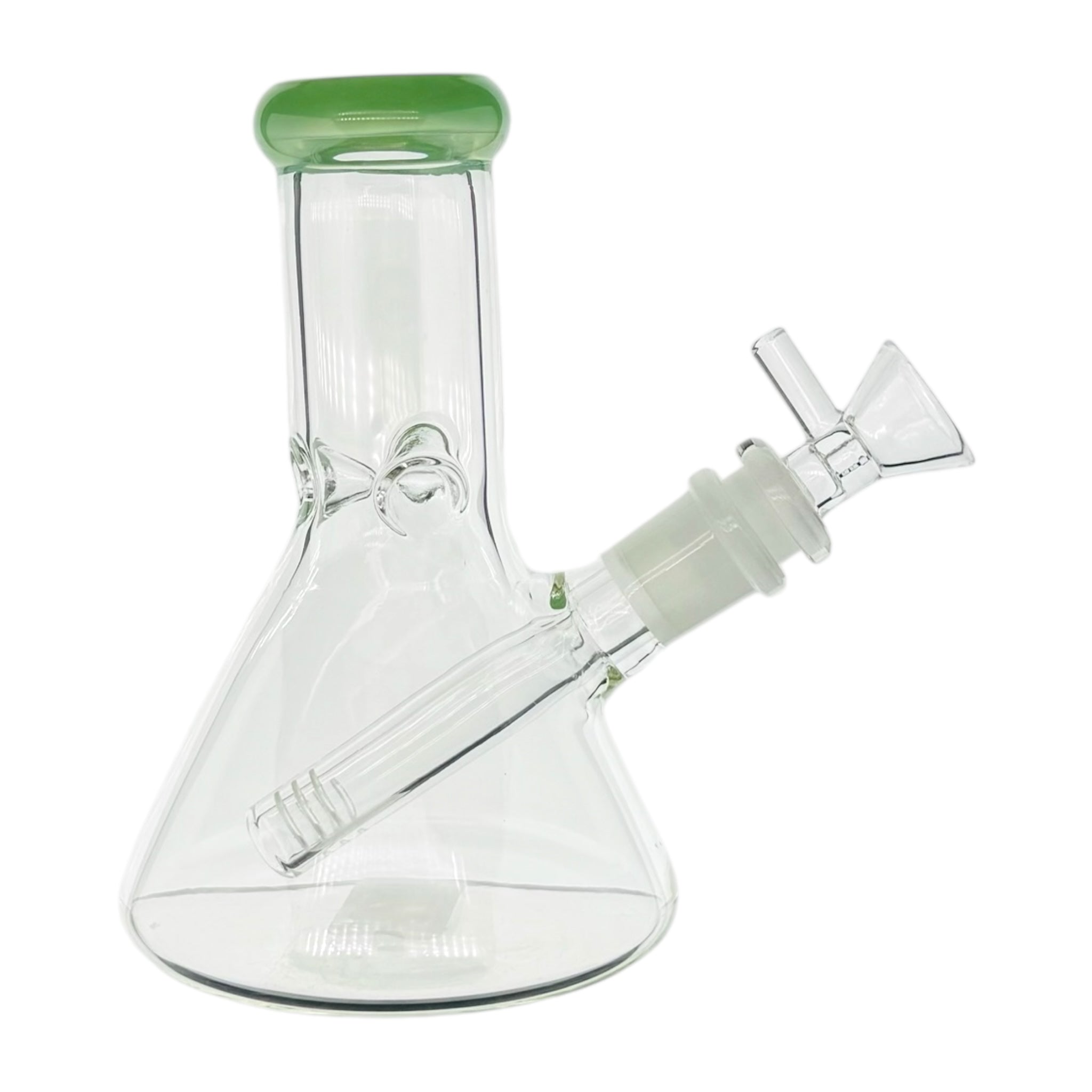 6 Inch Clear Beaker Bong With Sea Foam Green Color Lip
