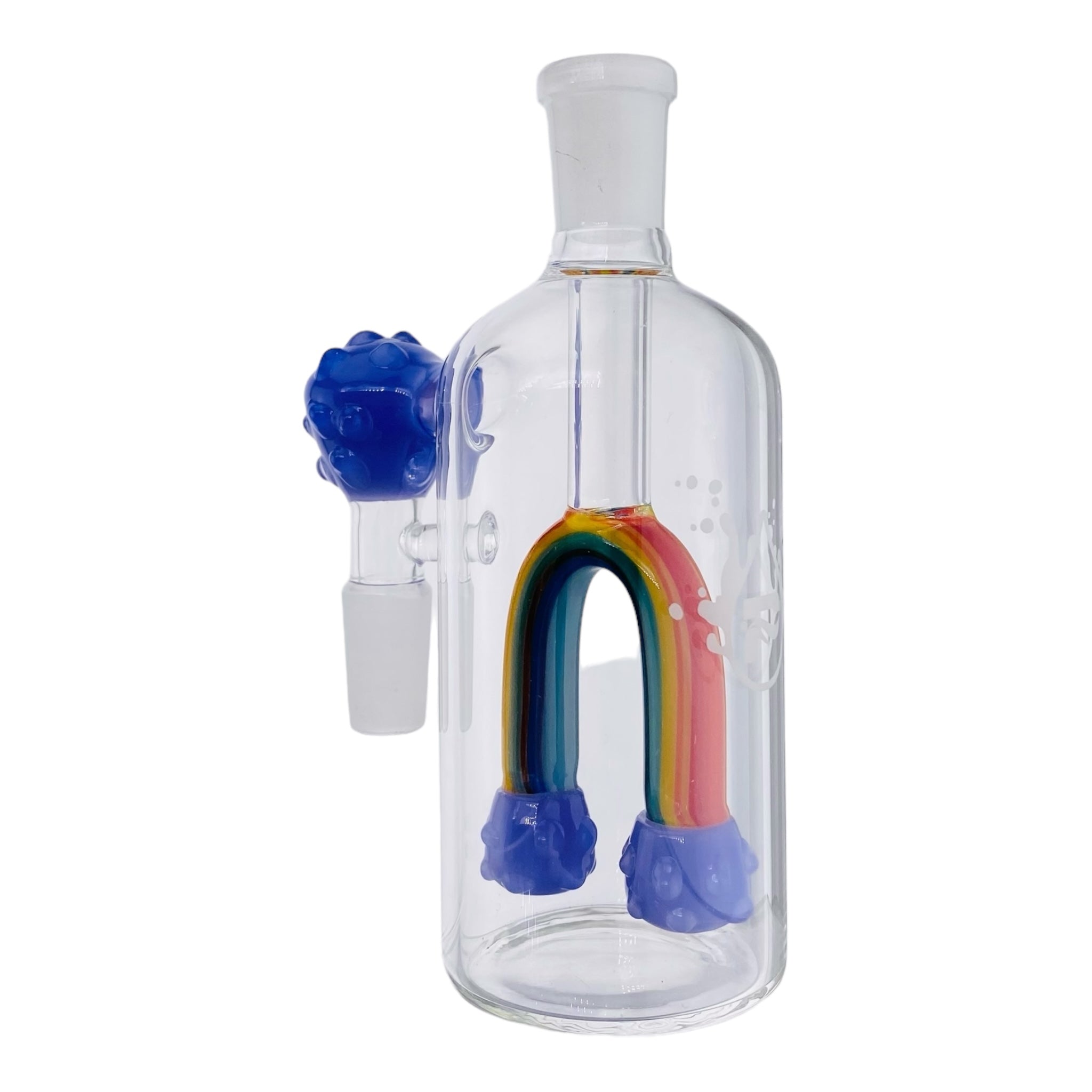 Pulsar Glass cute Purple Rainbow Clouds 14mm Ash Cathcer for weed bongs With 45 Degree Joint