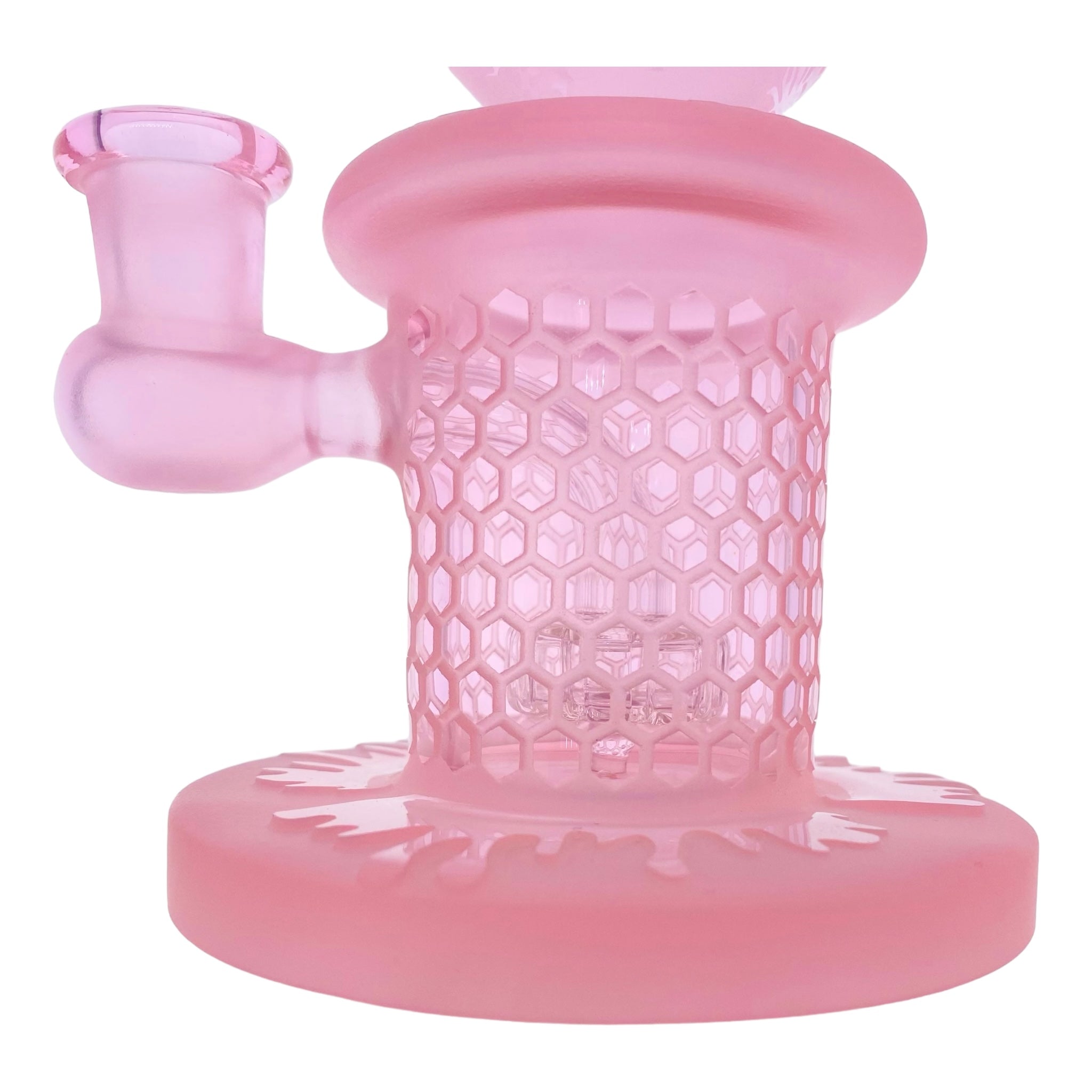 cute and girly Pink Bubbler Bong With Sandblasted Honeycomb for sale