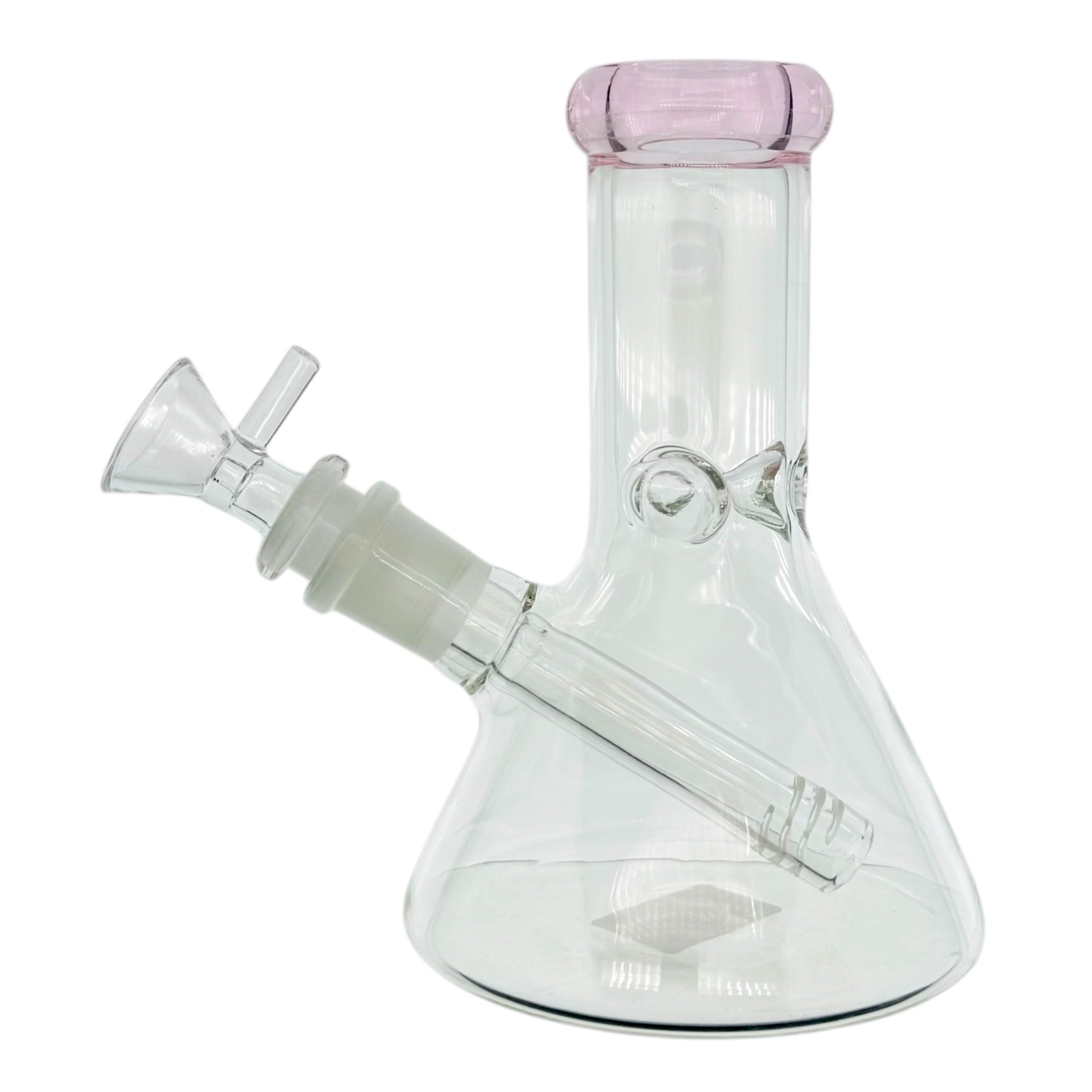 6 Inch tall mini bong with Clear glass Beaker Bong With Pink Color Lip