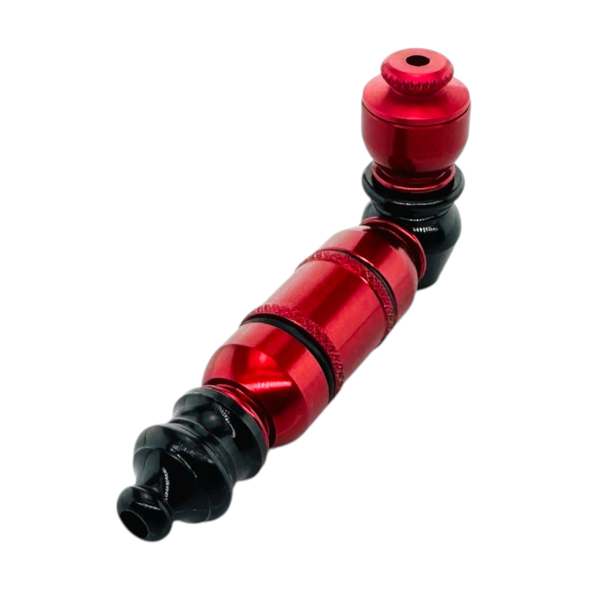 Red And Black Anodized Aluminum Extended Mini Chamber Hand Pipe With Cap