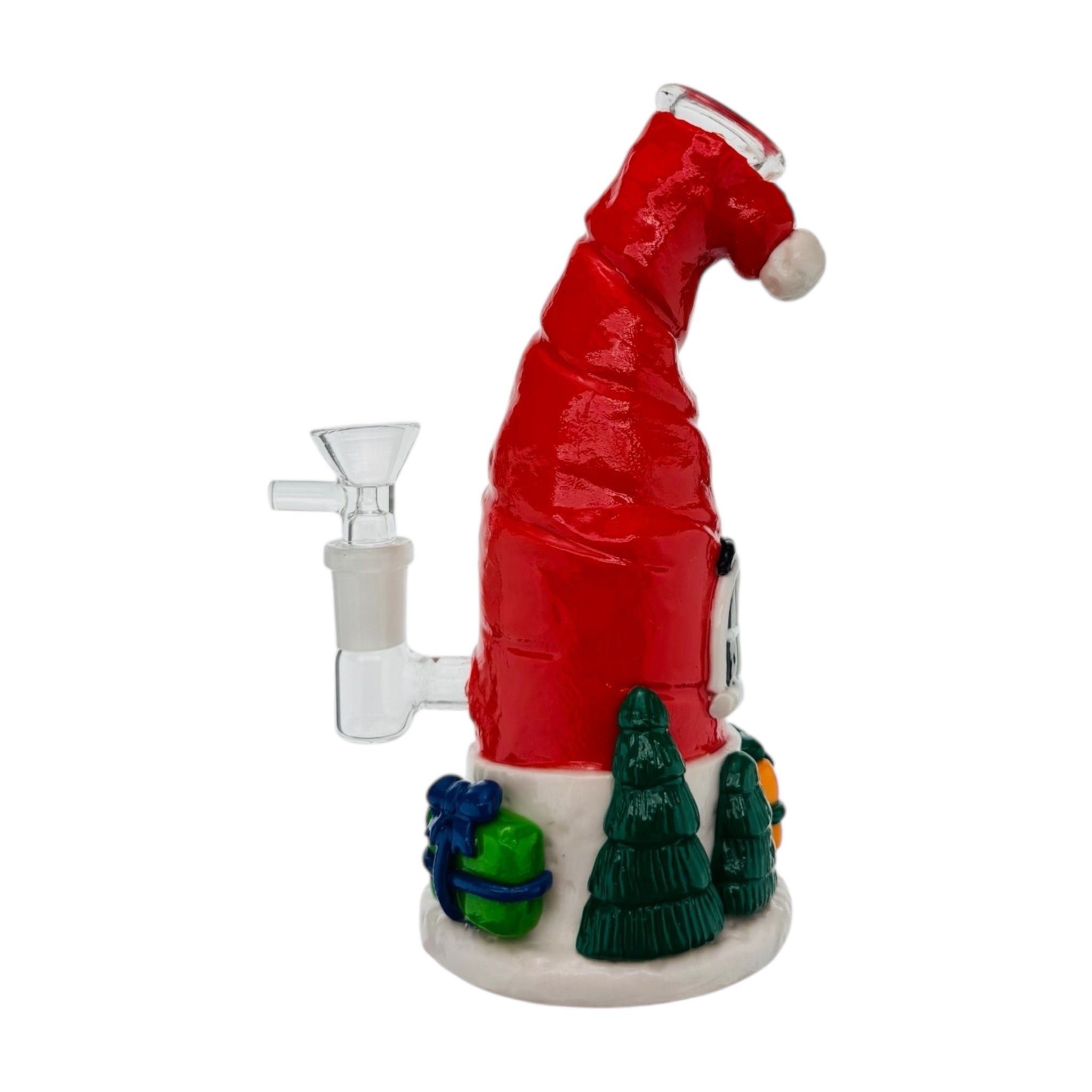 Charming Home In Santa Hat Glass Water Pipe Bubbler Bong