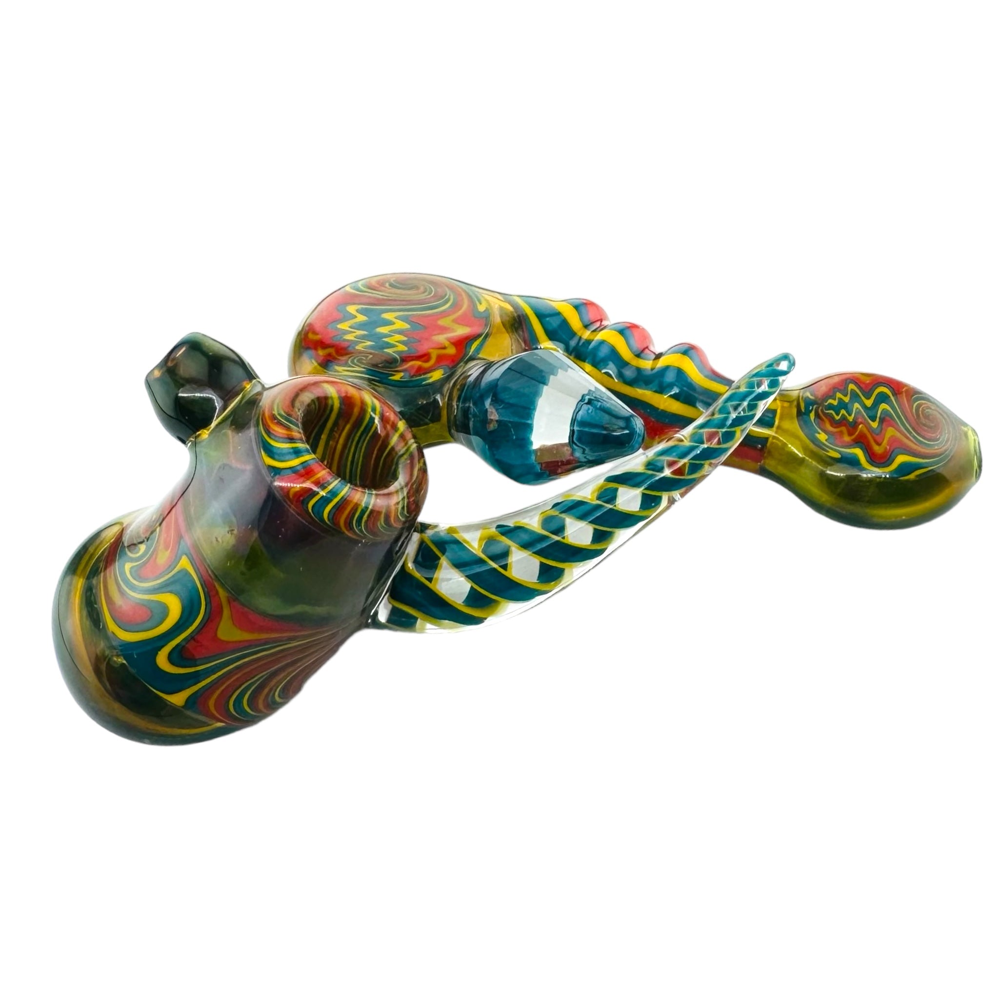 Drew Glass Heady Glass Laydown Wig Wag Linework Hand Pipe for sale
