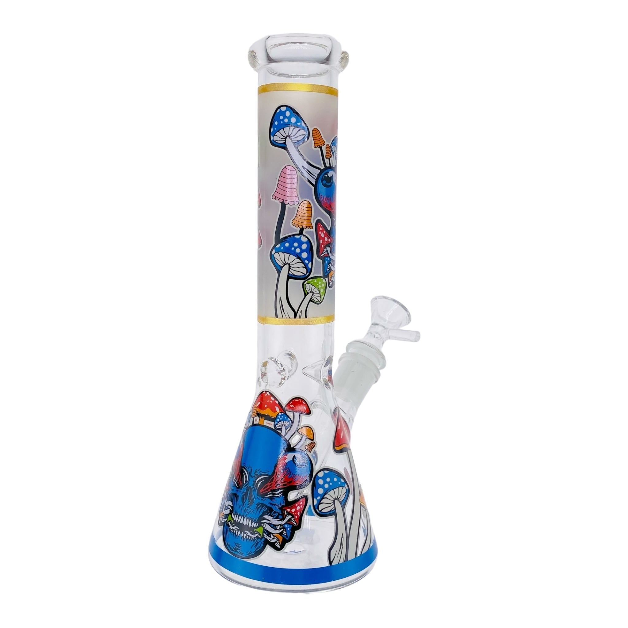 Mushroom And Skull Beaker Bong 10 Inches