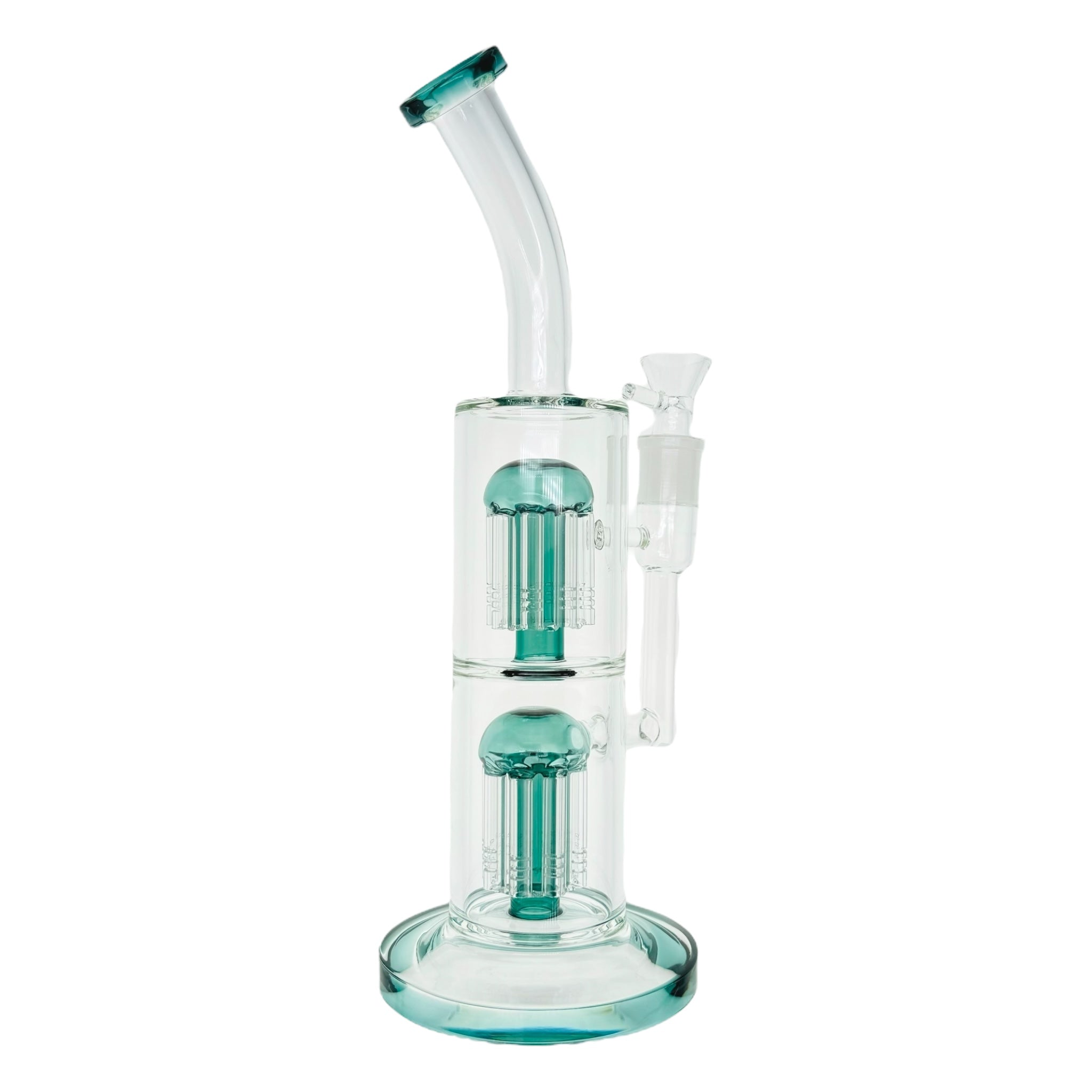 13 Inch Lake Green Inline Bong With Double Tree Percs