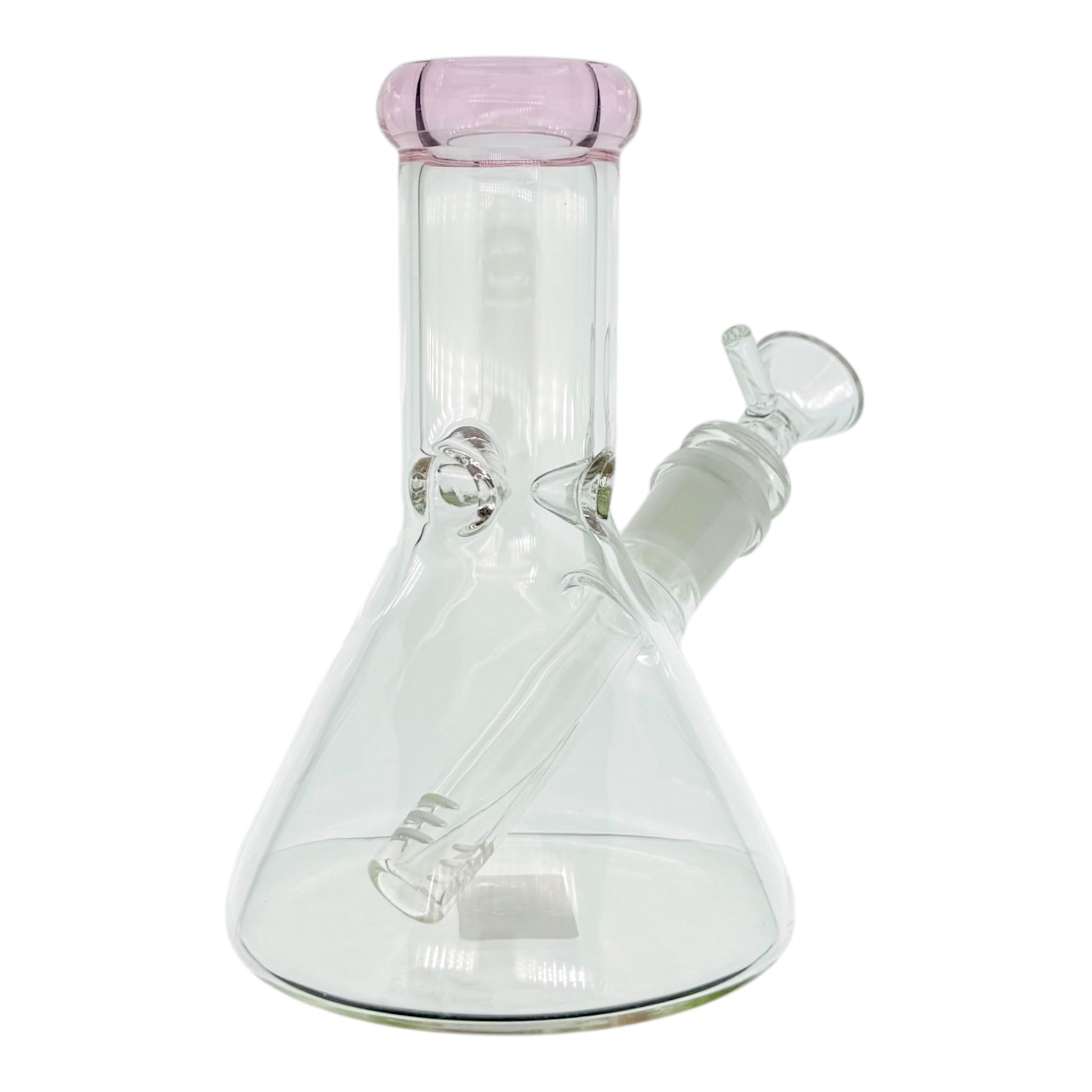 6 Inch tall mini bong with Clear glass Beaker Bong With Pink Color Lip
