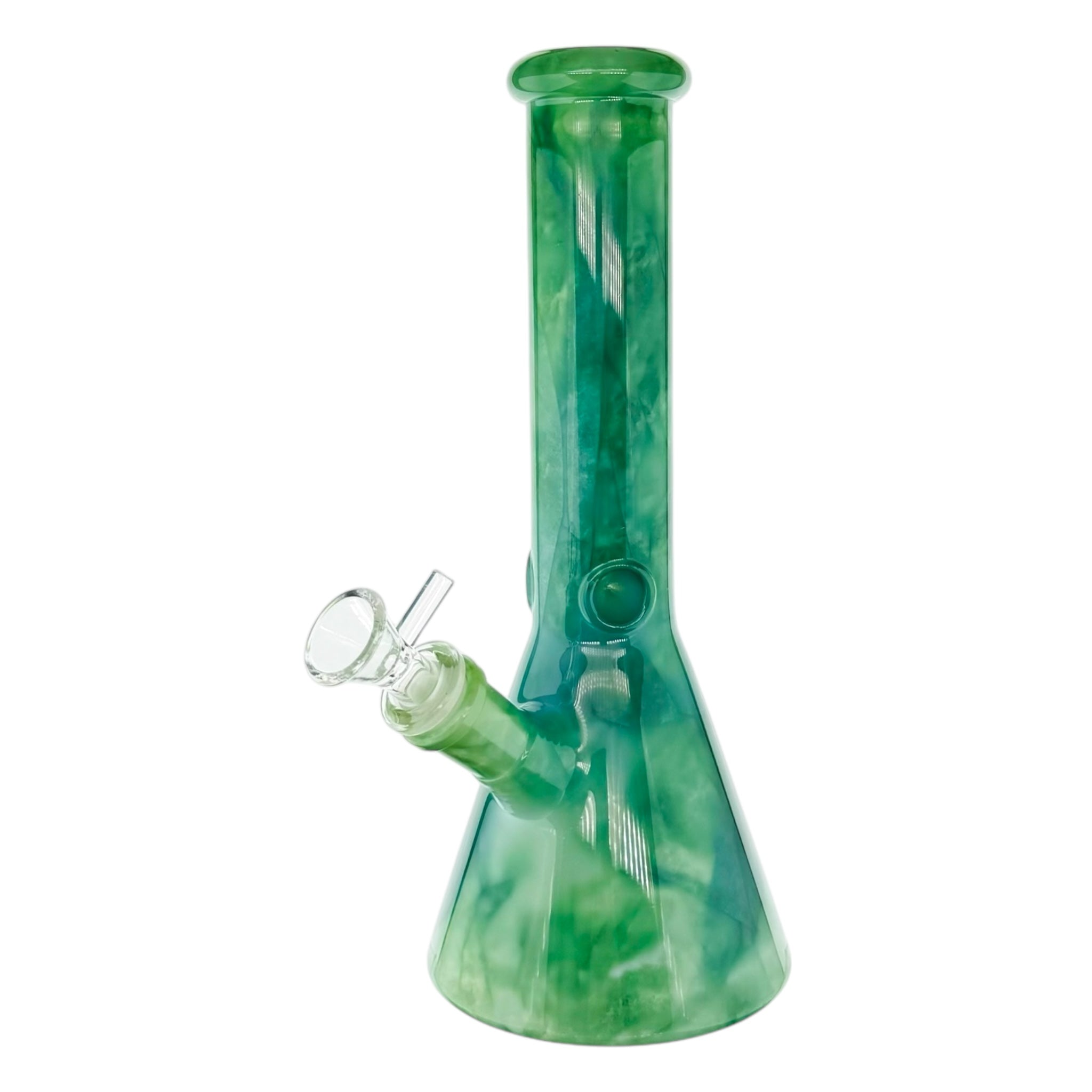 Green Mystic Marble Beaker Base Glass Bong 10 Inch