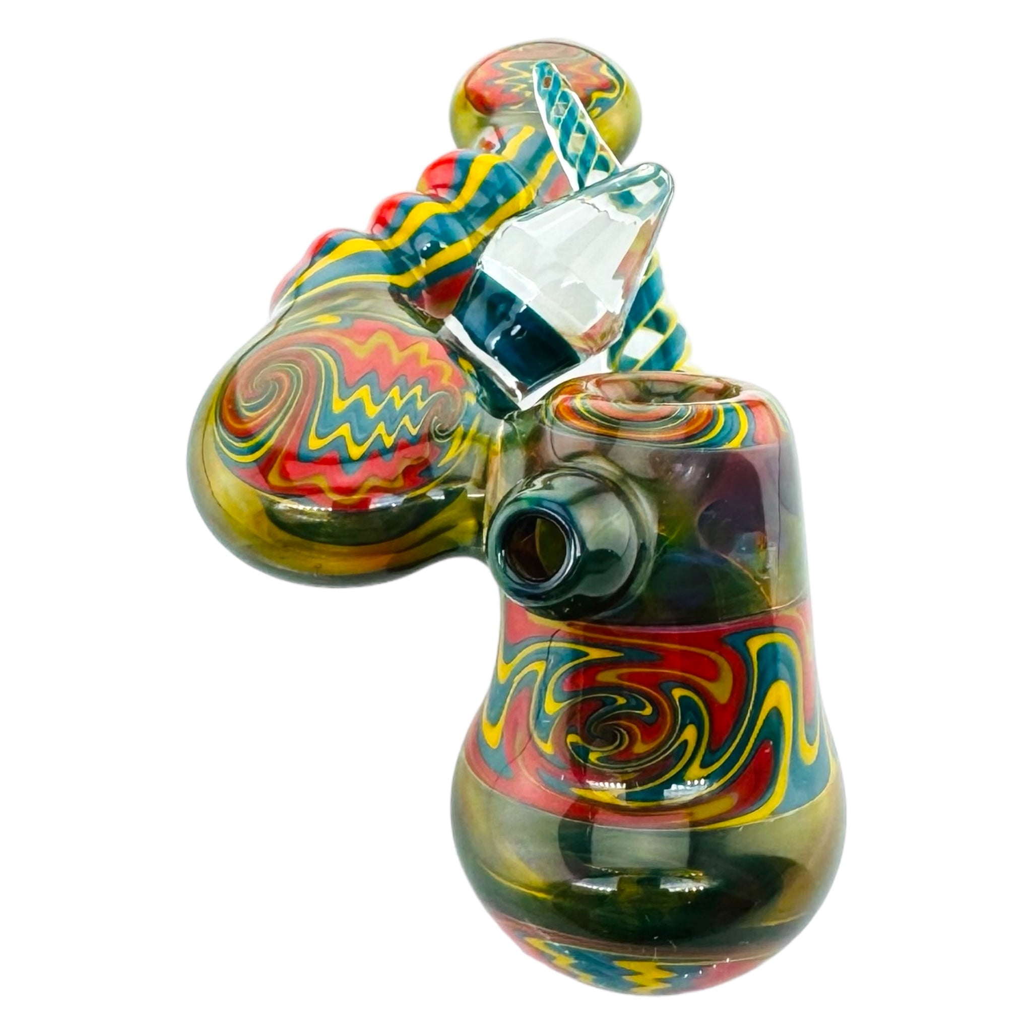 Drew Glass Heady Glass Laydown Wig Wag Linework Hand Pipe for sale