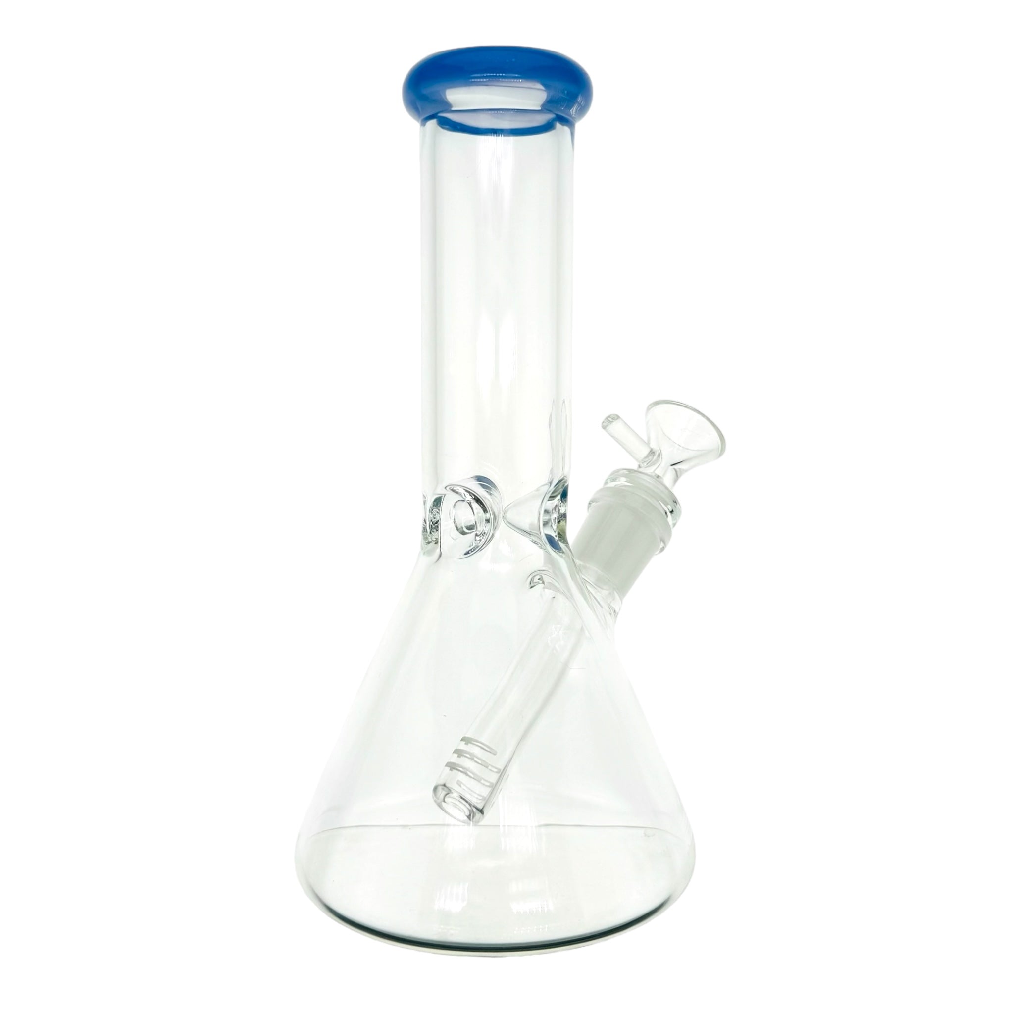 cute and girly small clear bong with periwinkle color top with bowl piece for sale