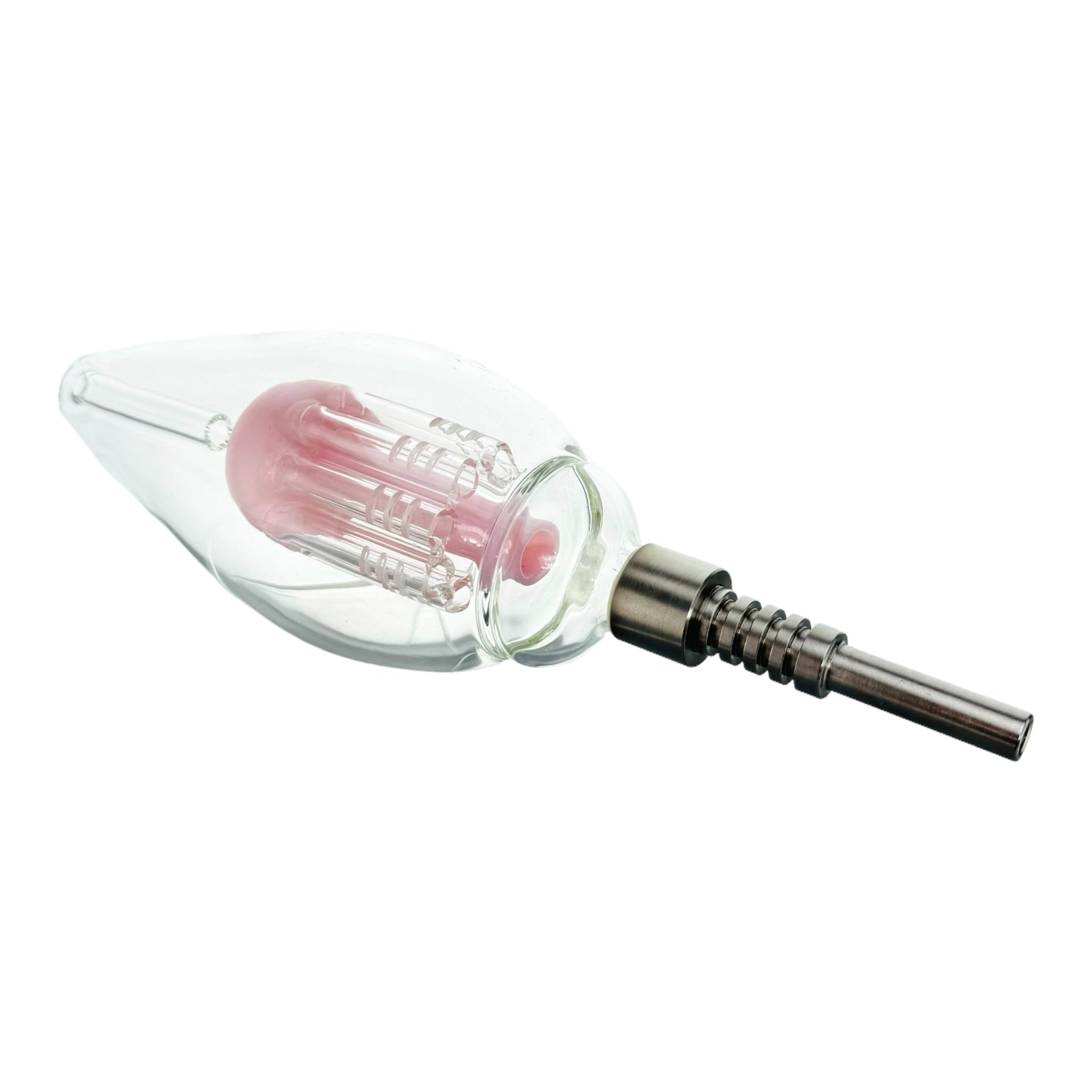 Pink Egg Nectar Collector With Tree Perc And Threaded Metal Tip
