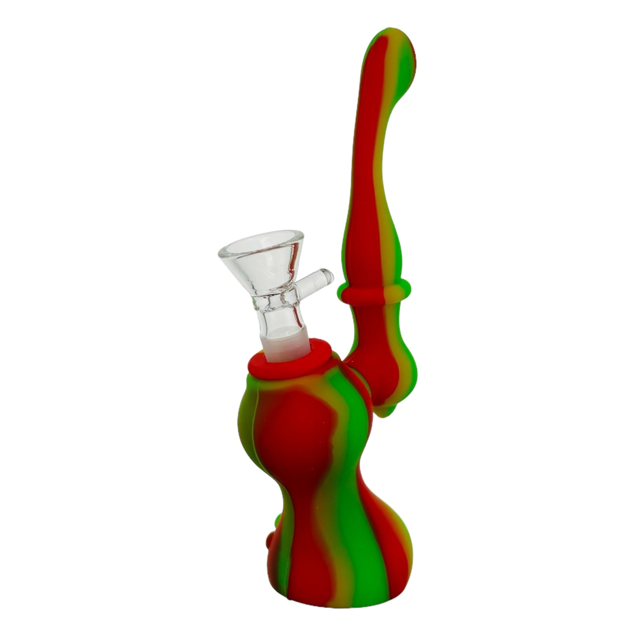 Rasta Color Stand Up Silicone Rubber Bubbler Bong For Cannabis weed or tobacco