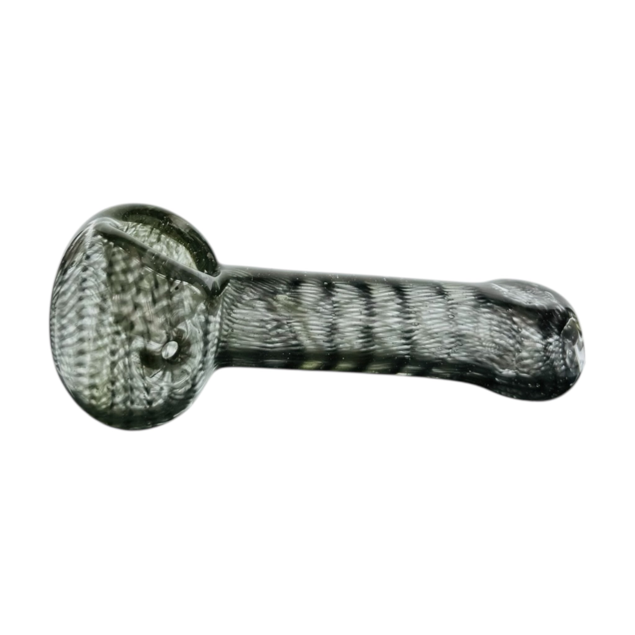 Inside Out Black Glass Hand Pipe With Flat Mouthpiece