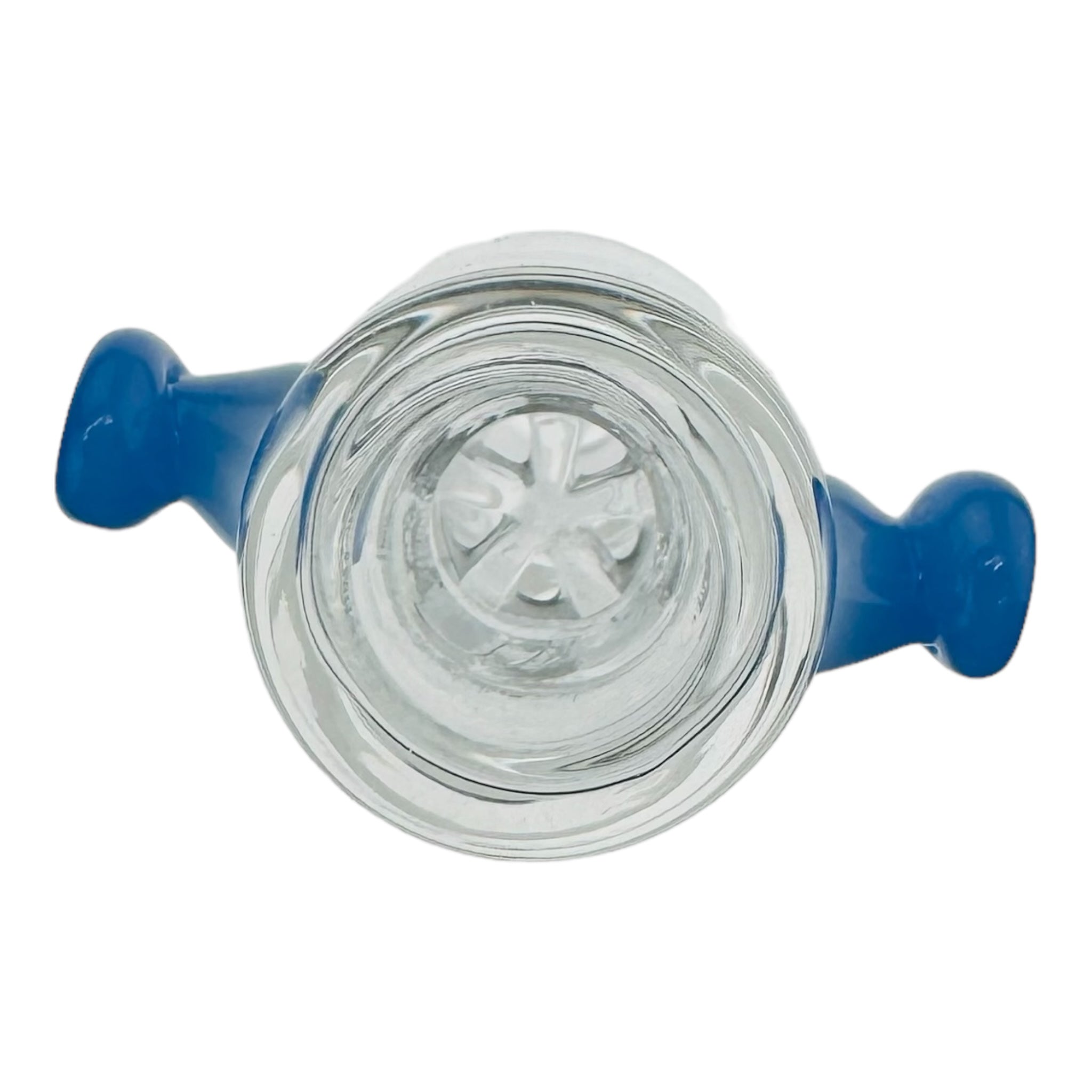 14mm Bong Bowl With Built In Multi Hole Screen Blue Handles for sale