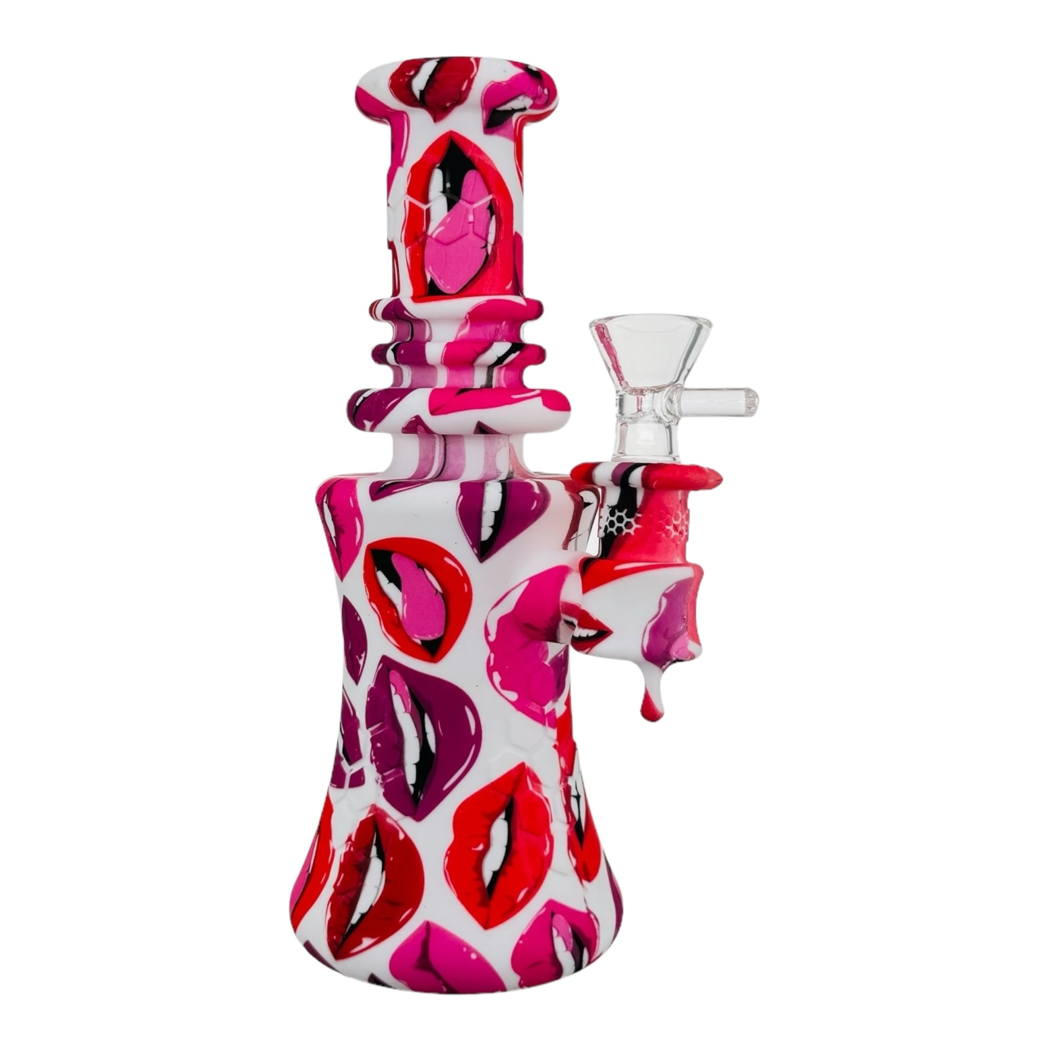 cute and girly Pink And Red Lips Silicone Rubber Bong