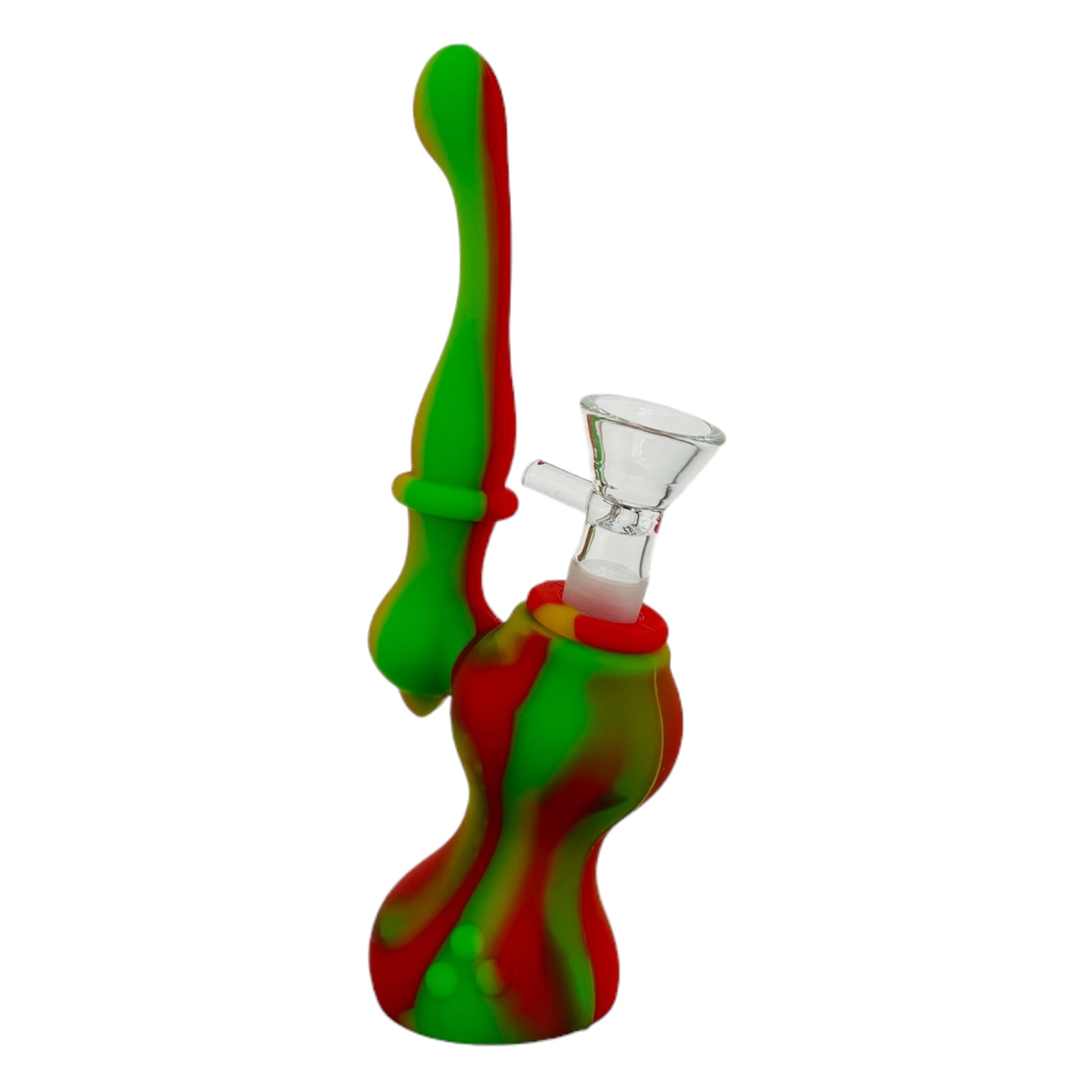 Rasta Color Stand Up Silicone Rubber Bubbler Bong For Cannabis weed or tobacco