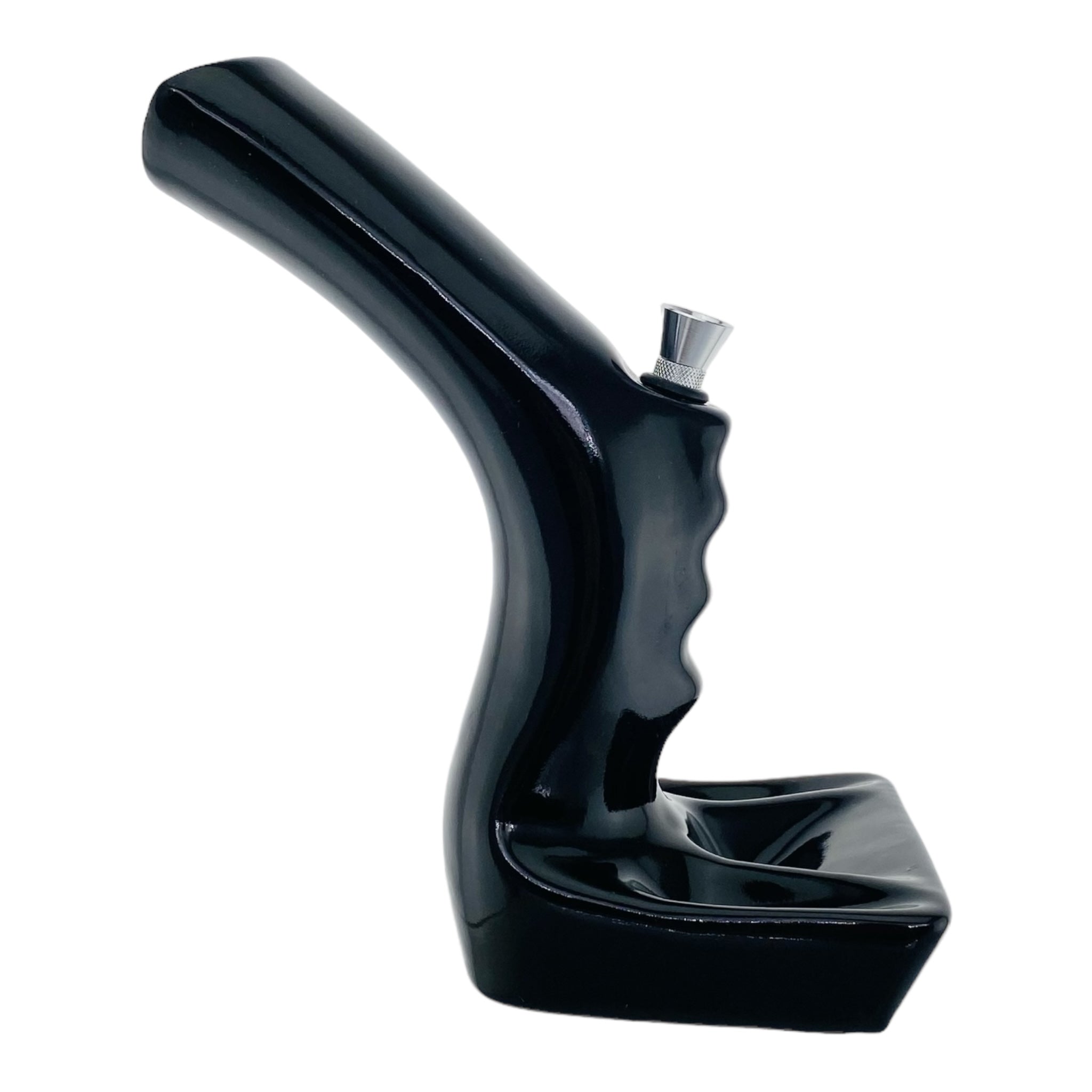 Ceramic Bong With Bent Mouthpiece Black