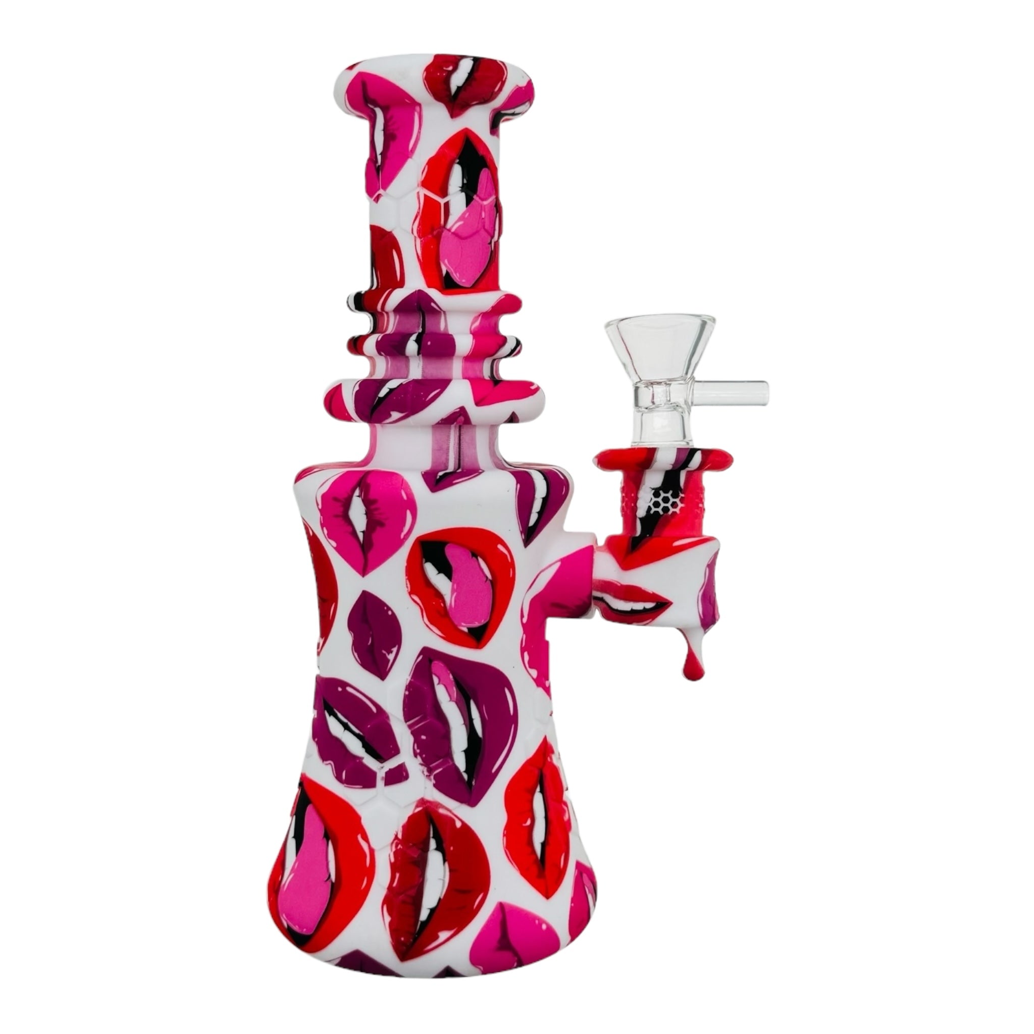 cute and girly Pink And Red Lips Silicone Rubber Bong