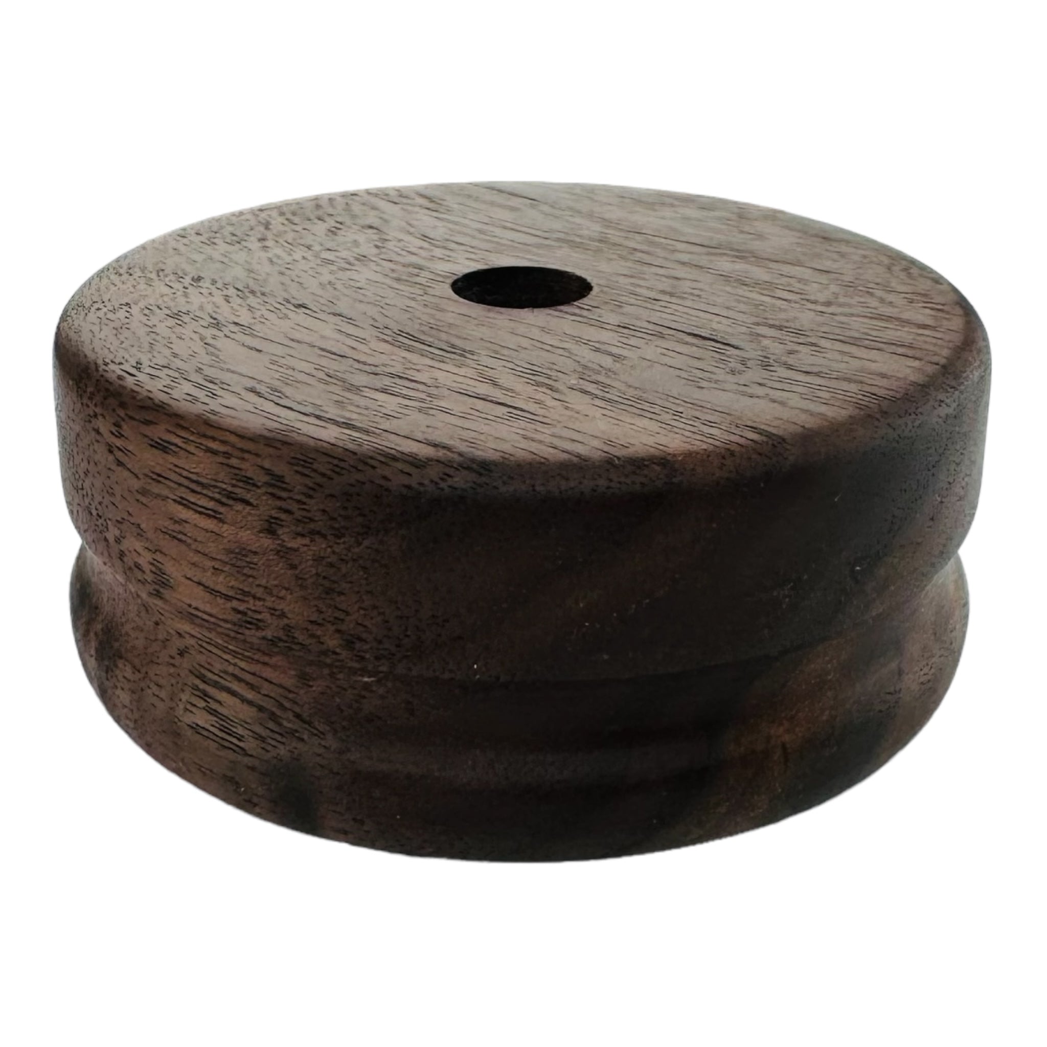 Single Hole Wood Display Stand Holder For 14mm Bong Bowl Pieces Or Quartz Bangers - Black Walnut