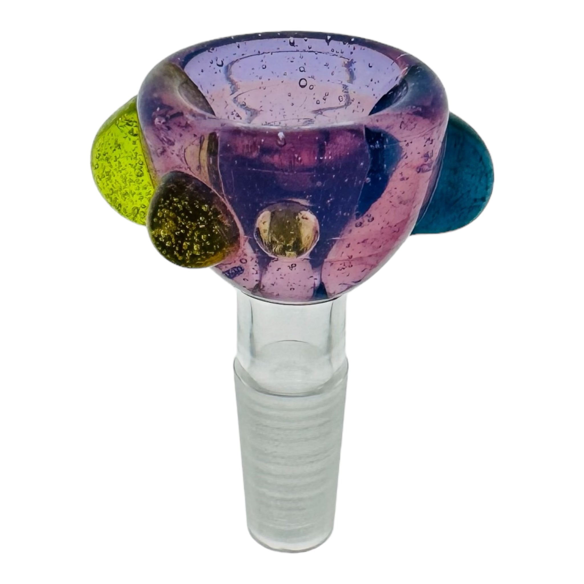 Arko Glass 10mm Bong Bowl For Weed Wysteria Purple Bowl With Green And Blue Dots