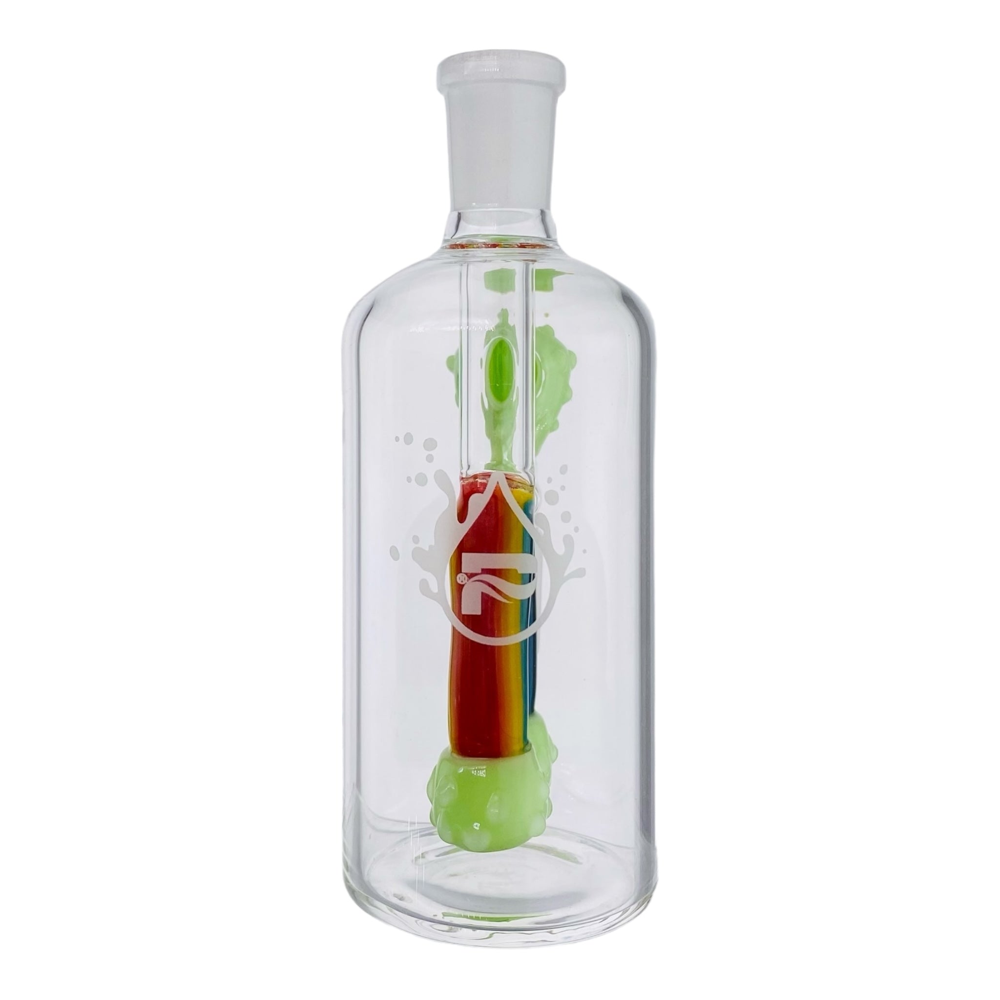 Pulsar Glass Green Clouds And Rainbow 14mm Ash Cathcer With 45 Degree Joint